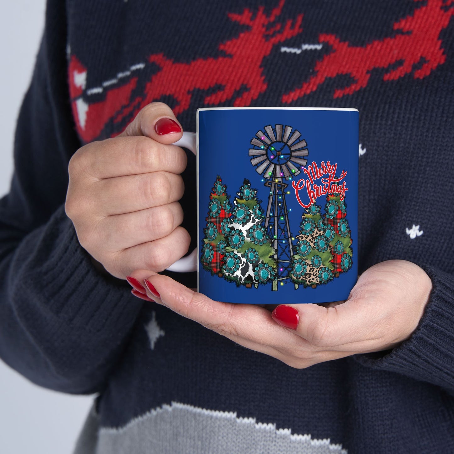 Merry Chritsmas Mug 11-15 Onces Dark Blue