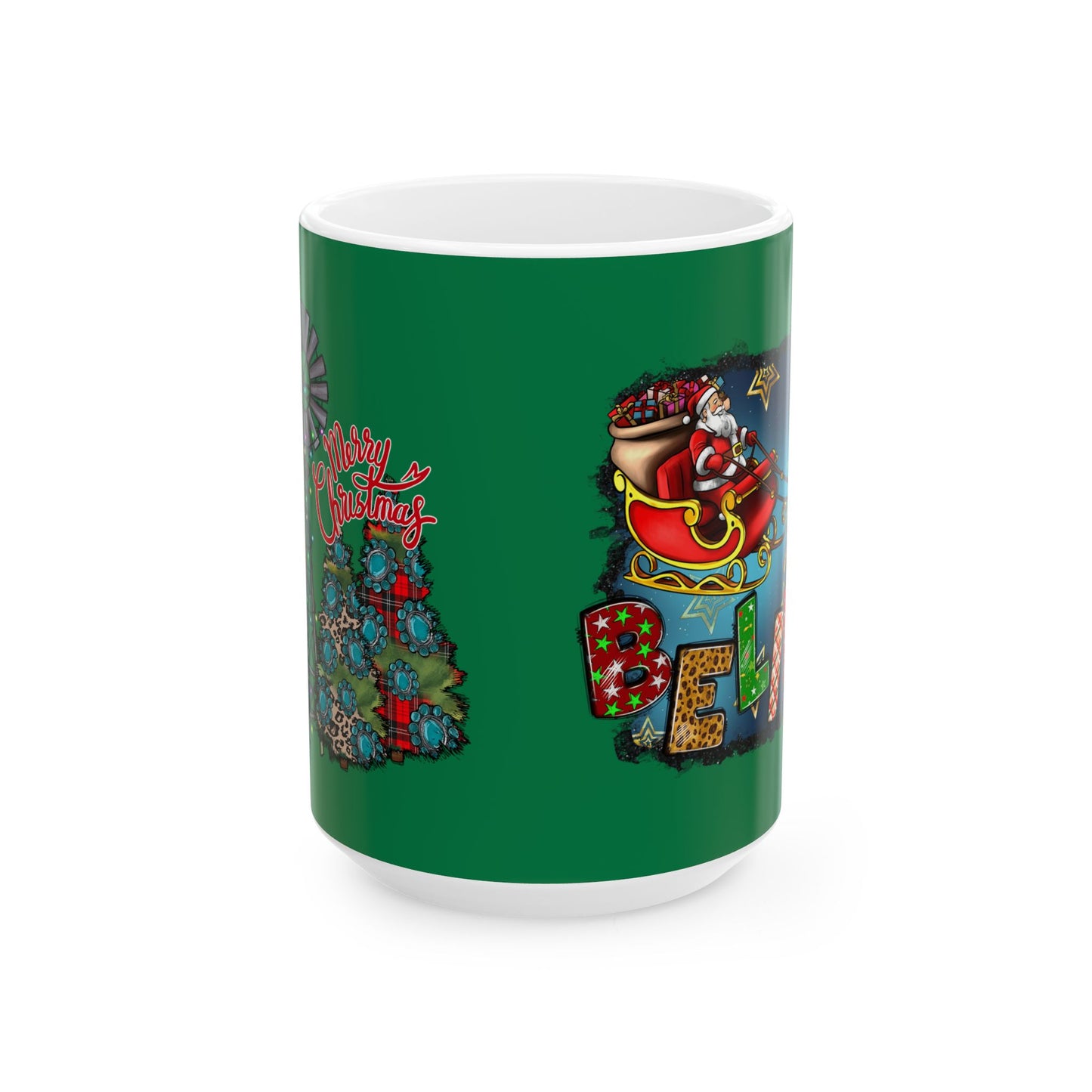 Merry Chritsmas Mug 11-15 Onces Dark Green