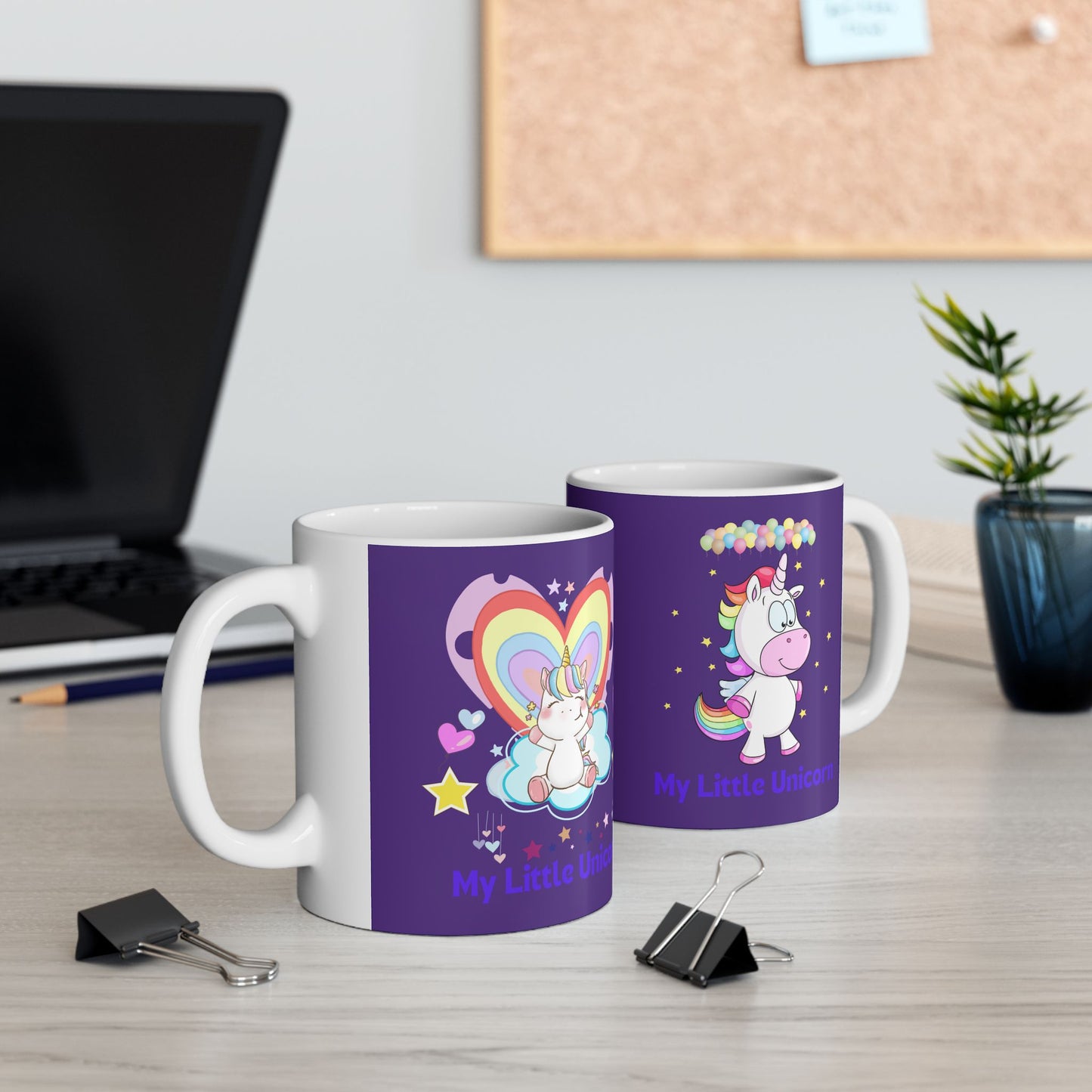 My Little Unicorn Balloons Mug 11-15 Ounces Purple