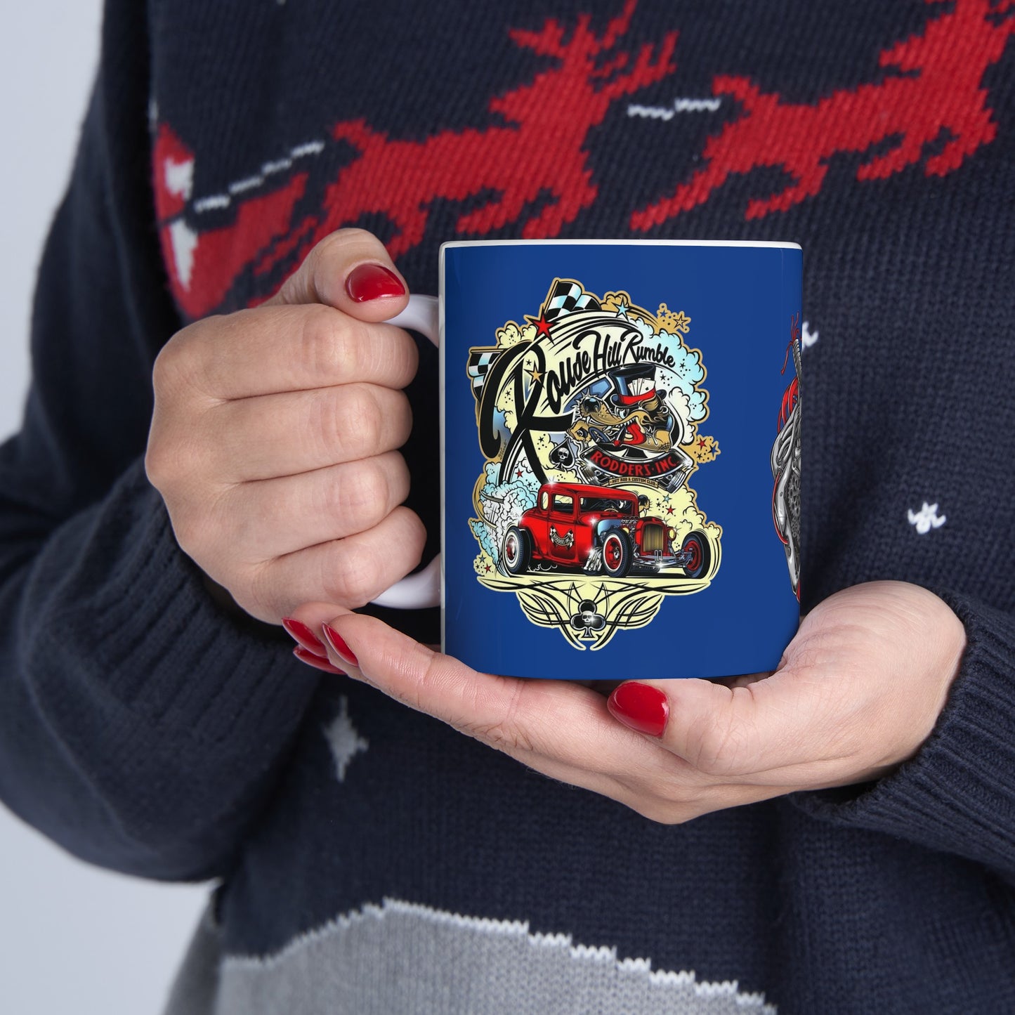 Roadsters Heart Engine Mug 11 Ounces Dark Blue