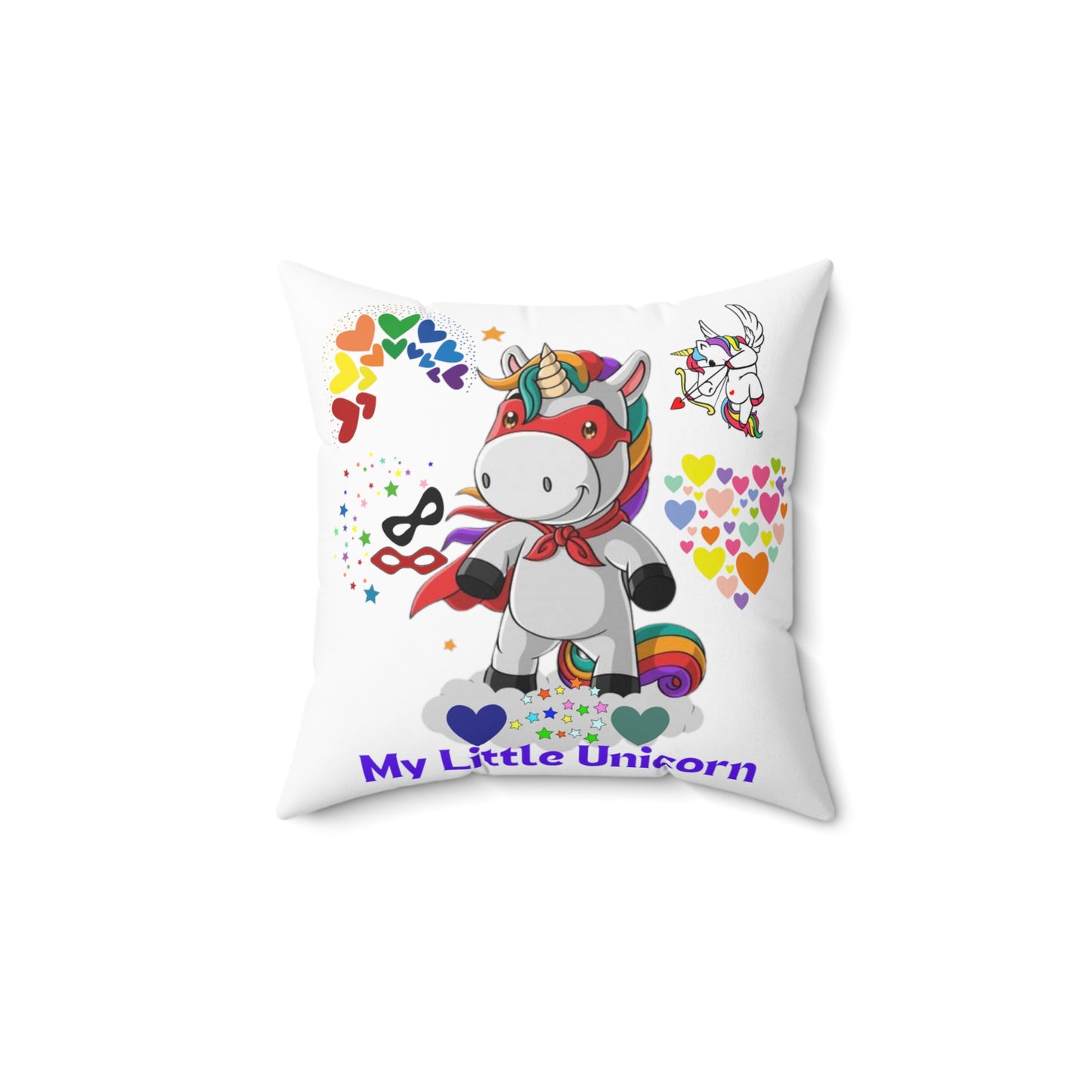 My Little Unicorn Love Spun Polyester Pillow White