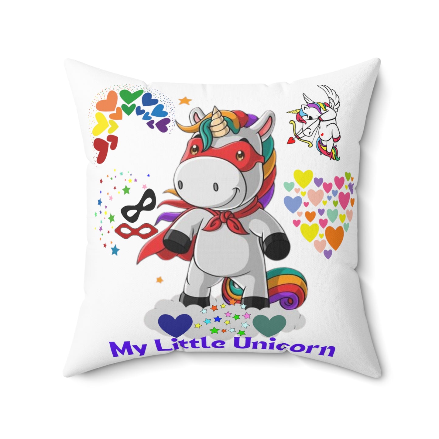 My Little Unicorn Love Spun Polyester Pillow White