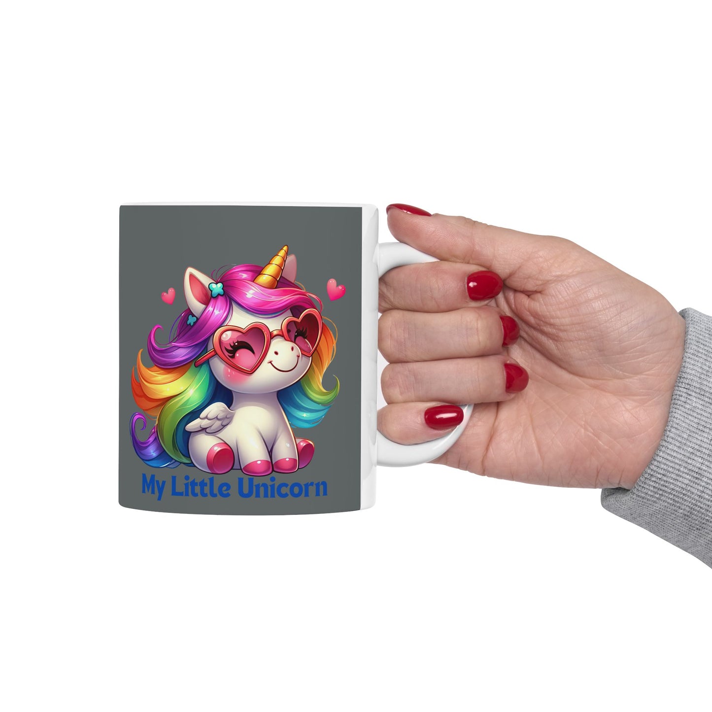My Little Unicorn Rainbow Mug 11-15 Ounces Dark Grey