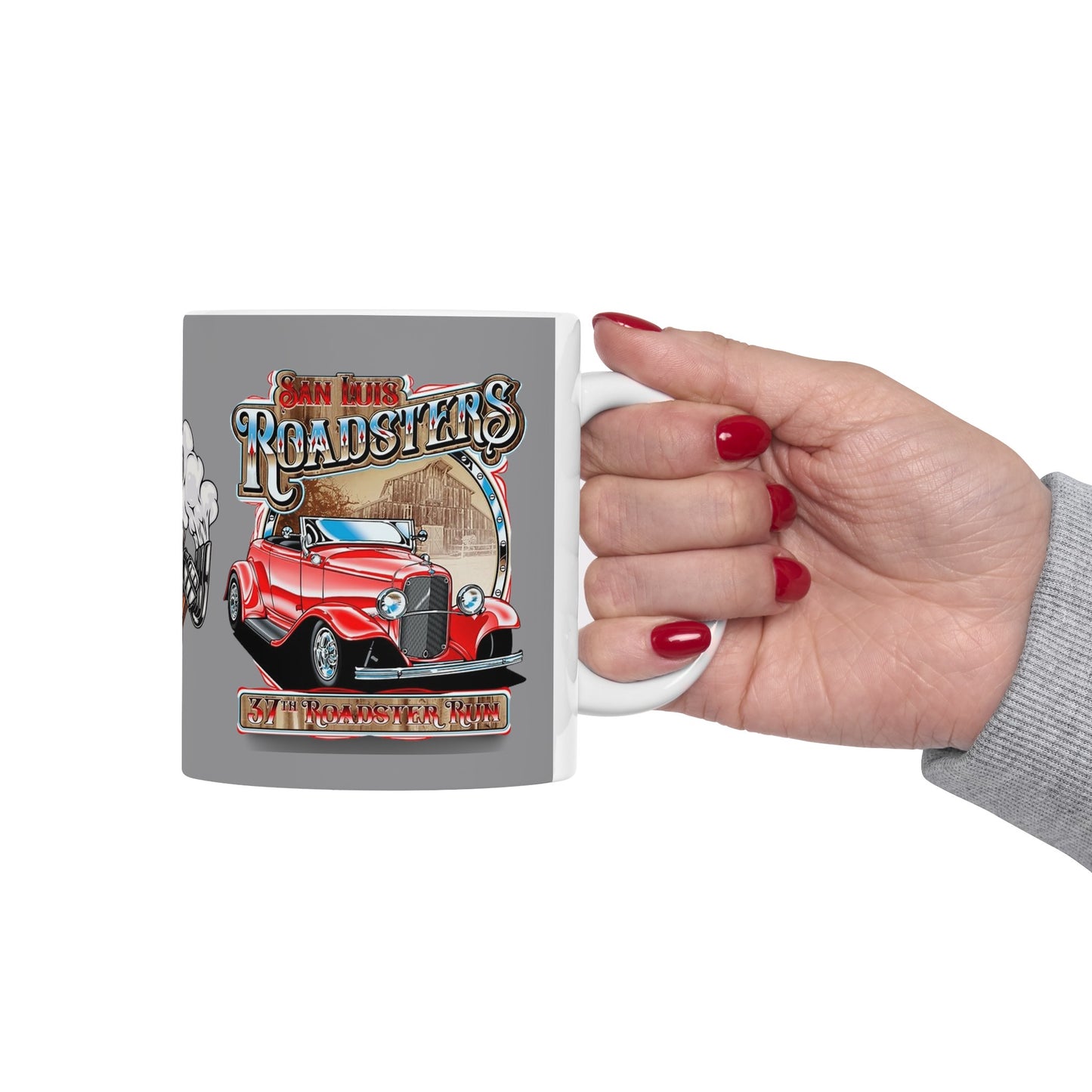 Roadsters Engine Mug 11 Ounces Grey