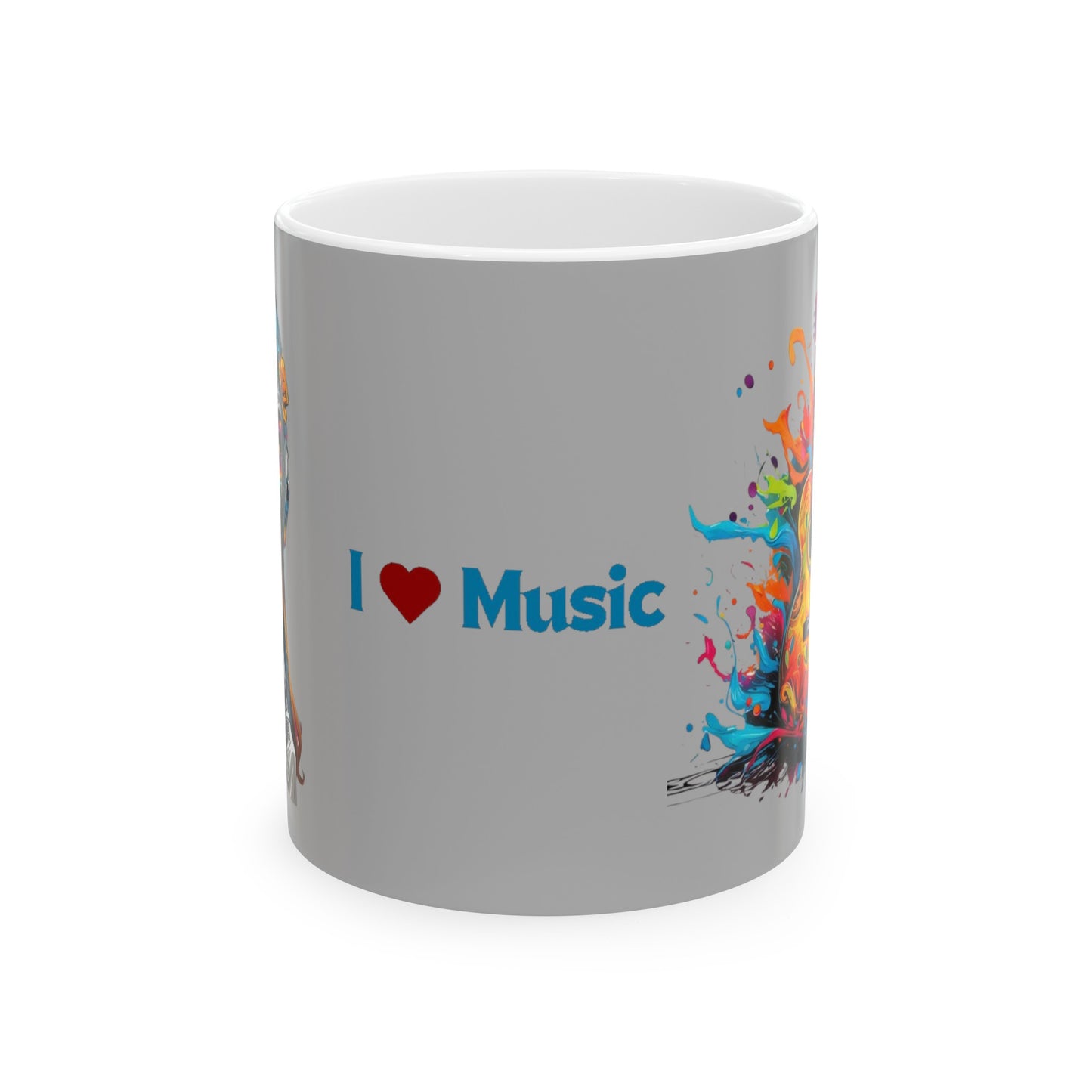 I Love Music Mug 11 Ounces Light Grey