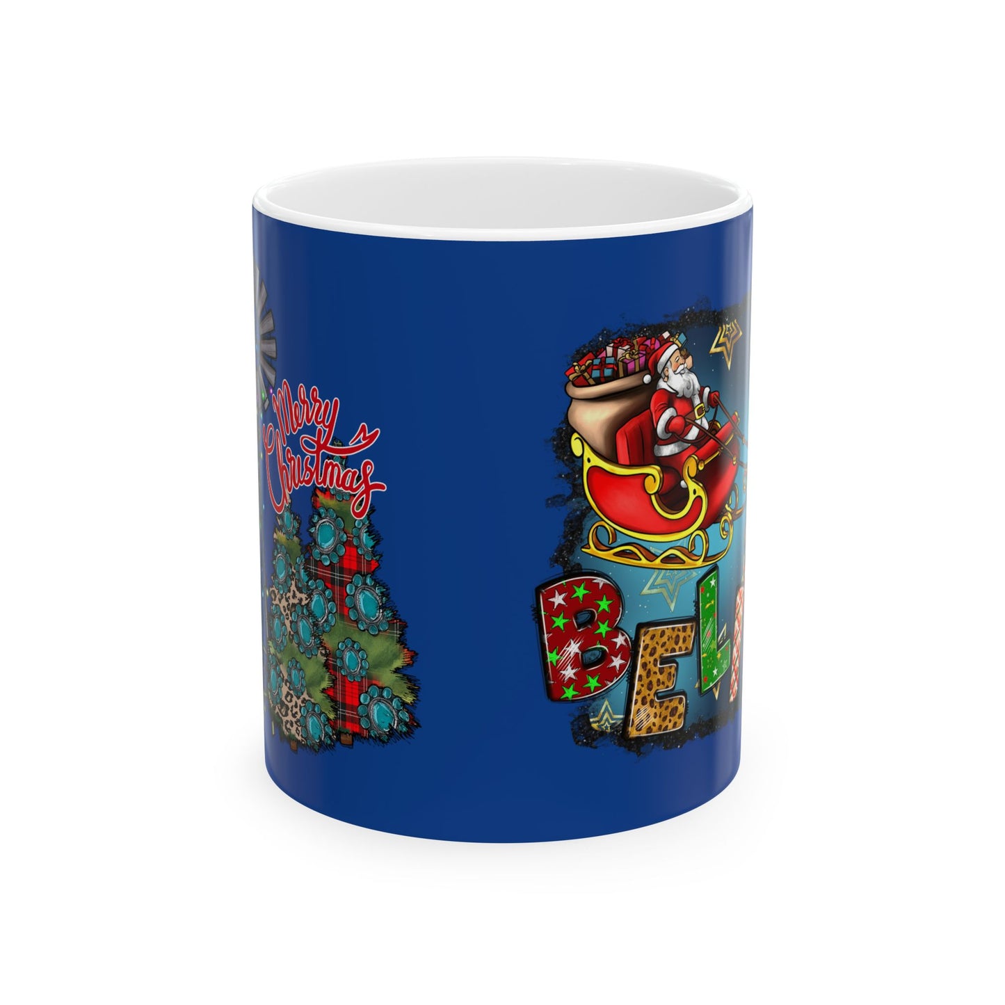 Merry Chritsmas Mug 11-15 Onces Dark Blue