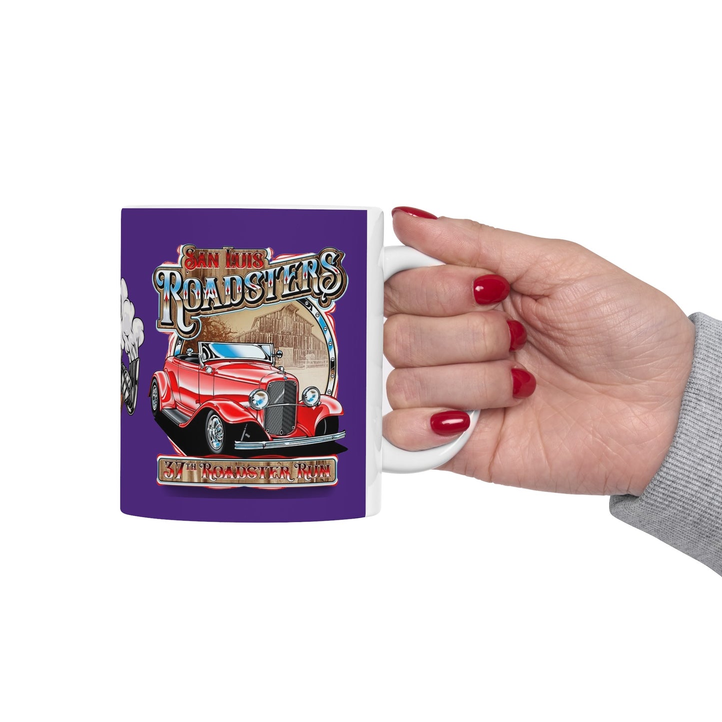 Roadsters Engine Mug 11 Ounces Purple
