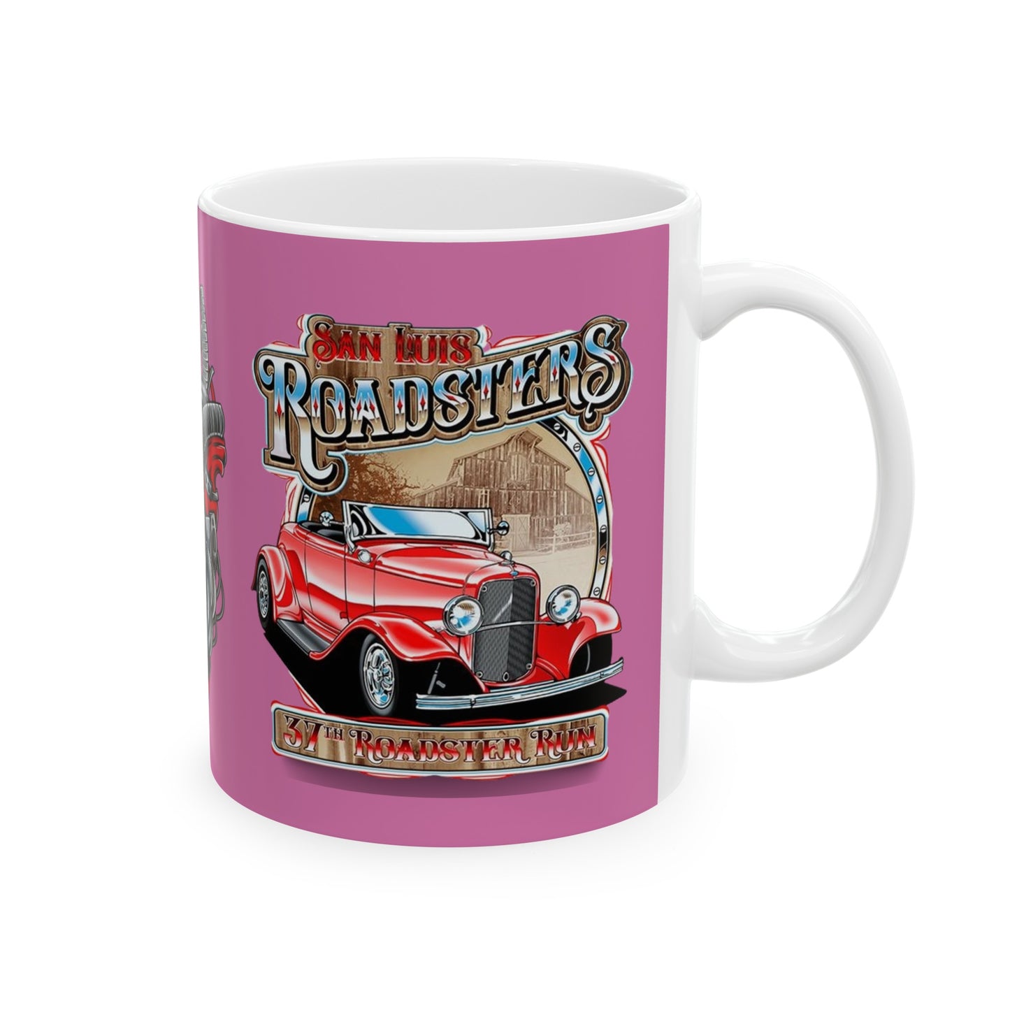 Roadsters Heart Engine Mug 11 Ounces Light Pink