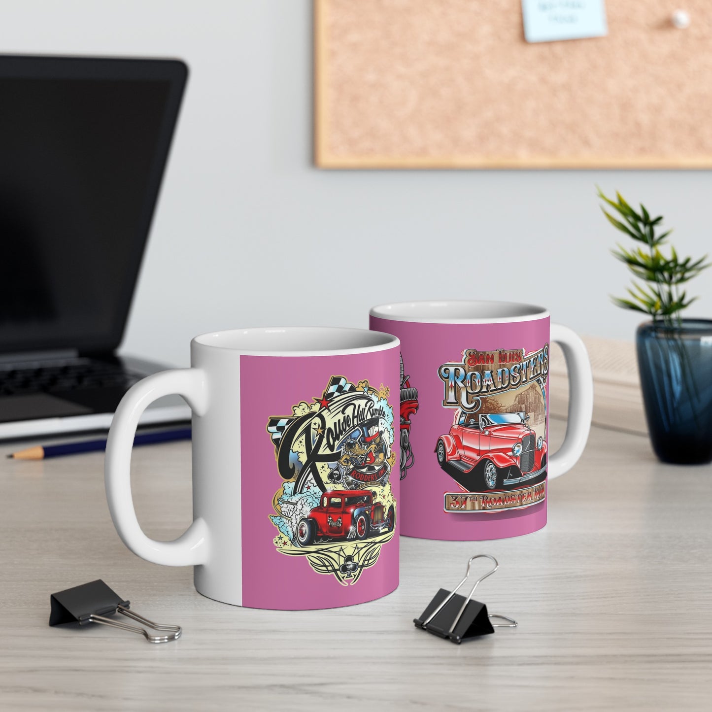 Roadsters Heart Engine Mug 11 Ounces Light Pink
