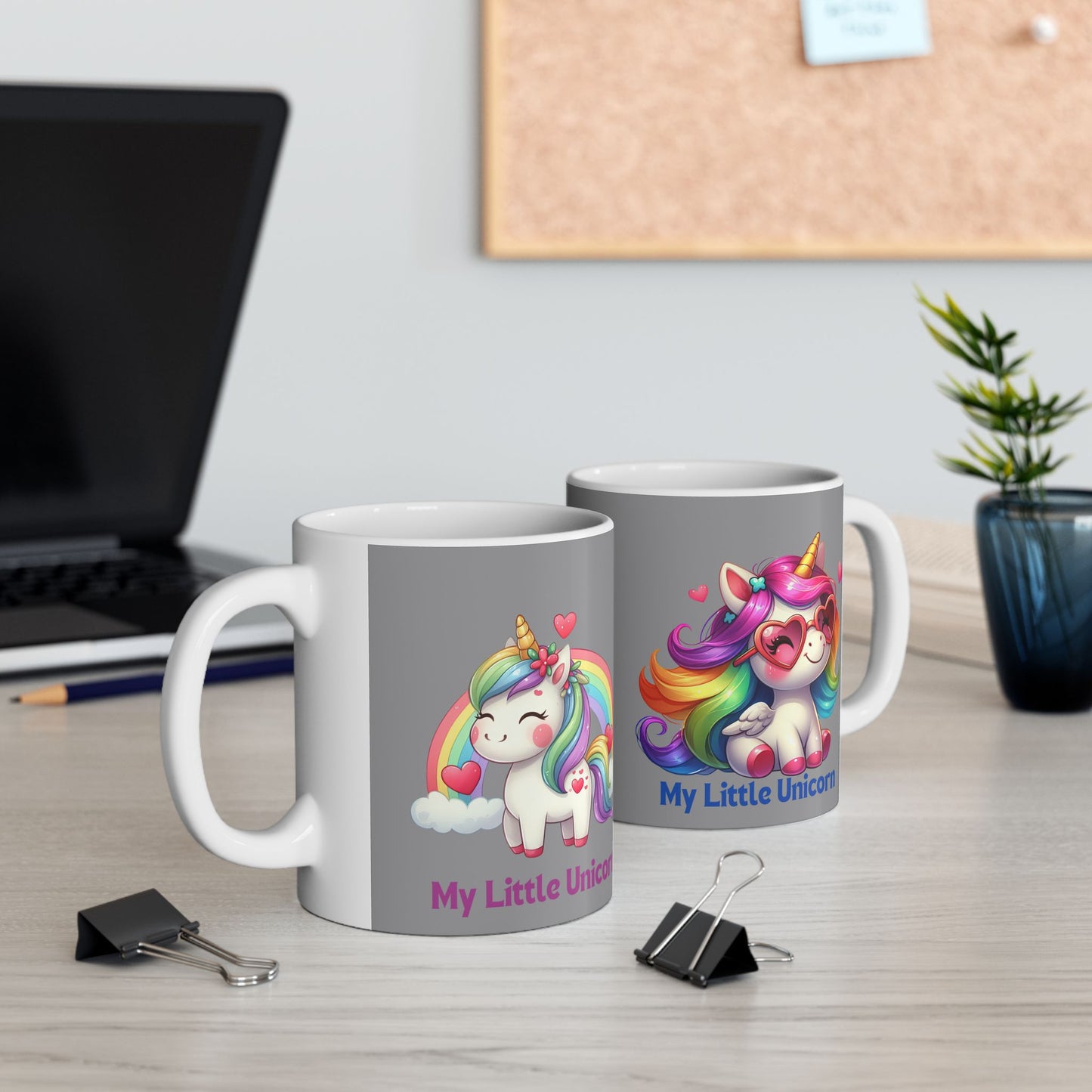 My Little Unicorn Rainbow Mug 11-15 Ounces Grey