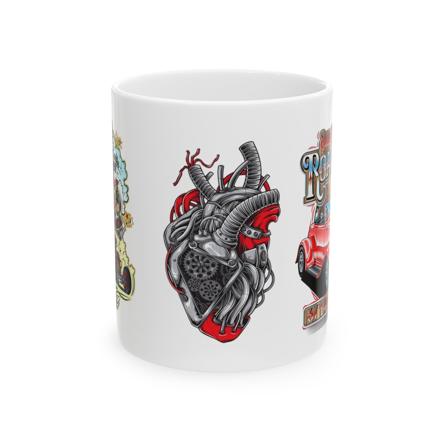Roadsters Heart Engine Mug 11 Ounces White