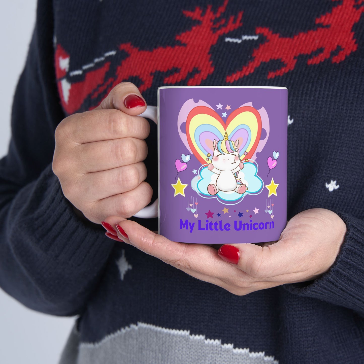 My Little Unicorn Balloons Mug 11-15 Ounces Light Purple