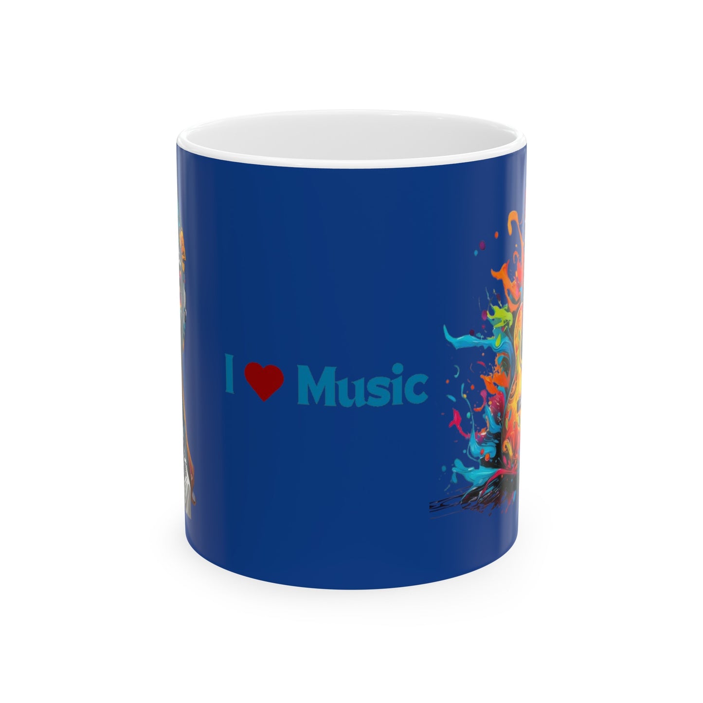 I Love Music Mug 11 Ounces Dark Blue
