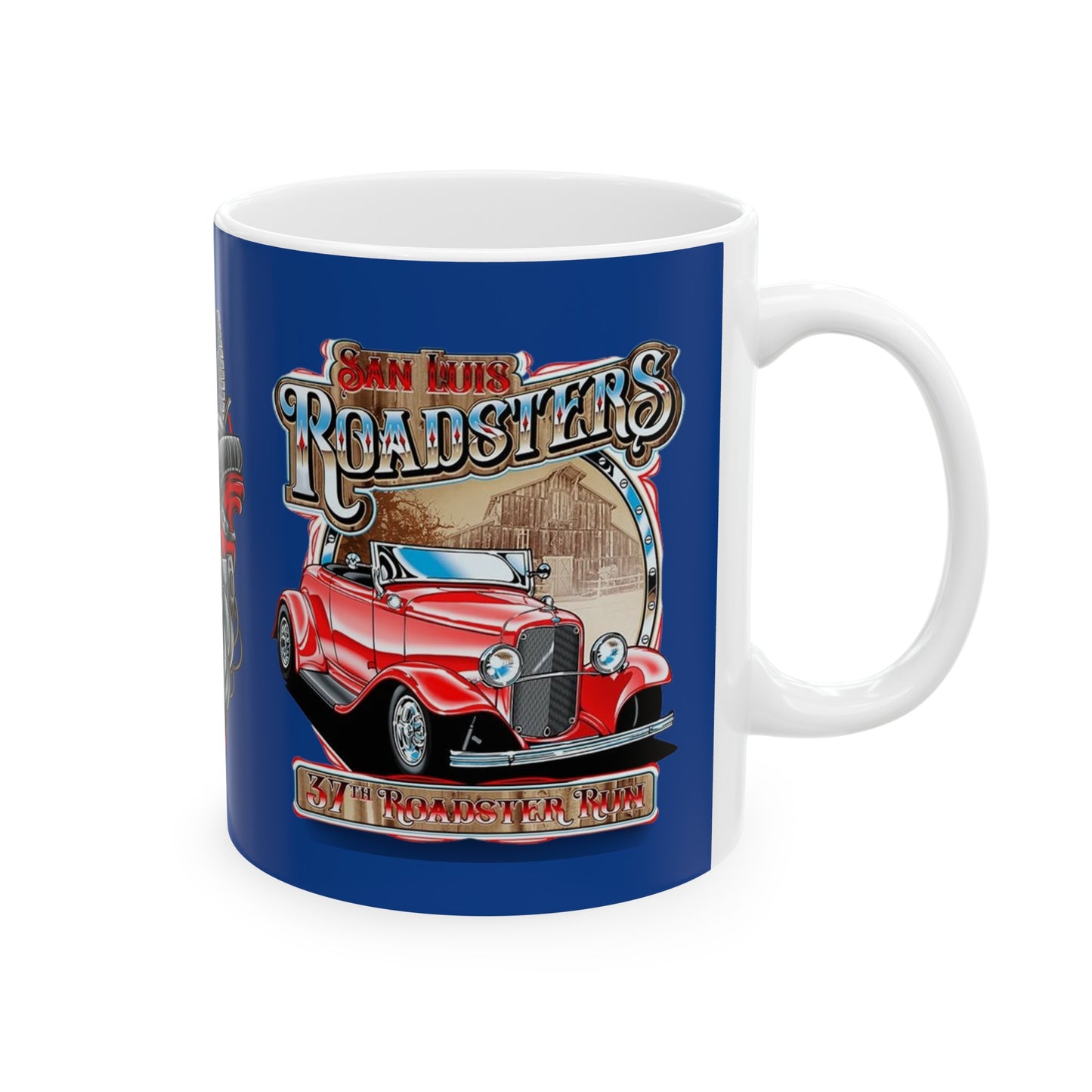 Roadsters Heart Engine Mug 11 Ounces Dark Blue