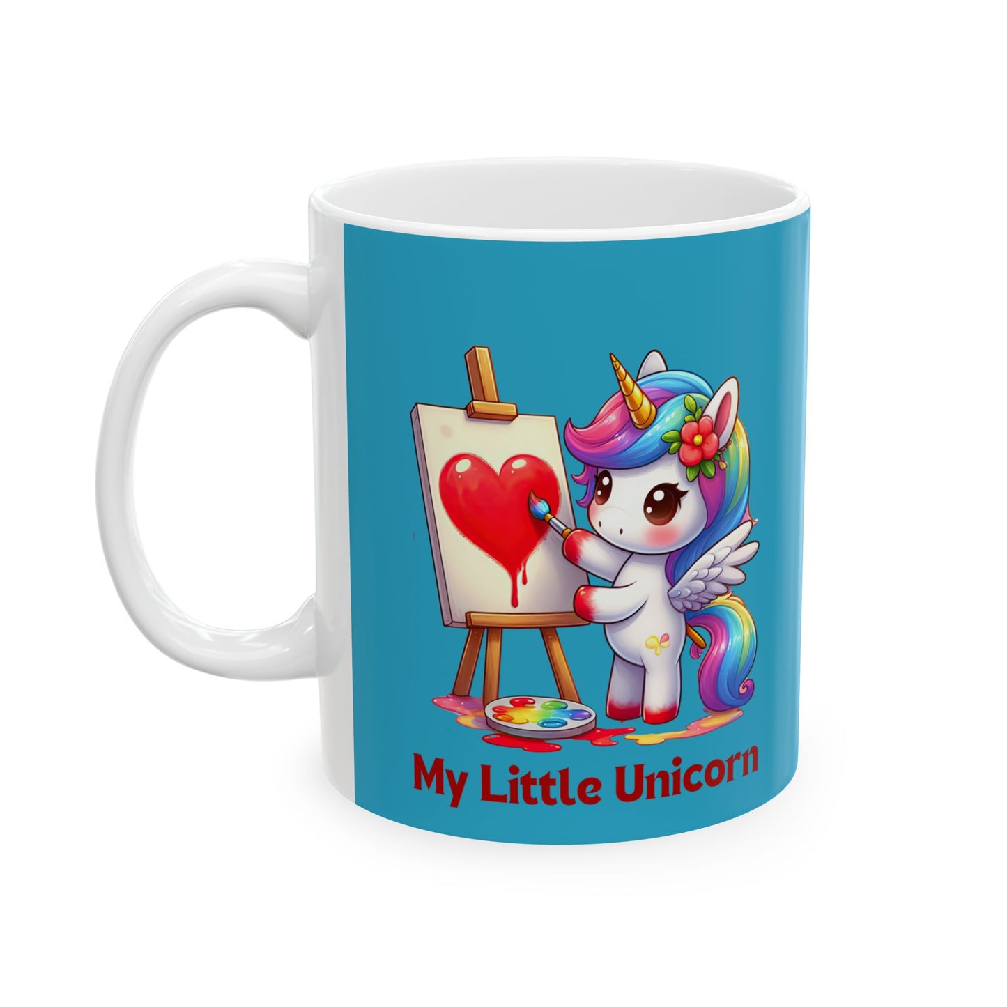 My Little Unicorn Heart Mug 11-15 Ounces Turquoise