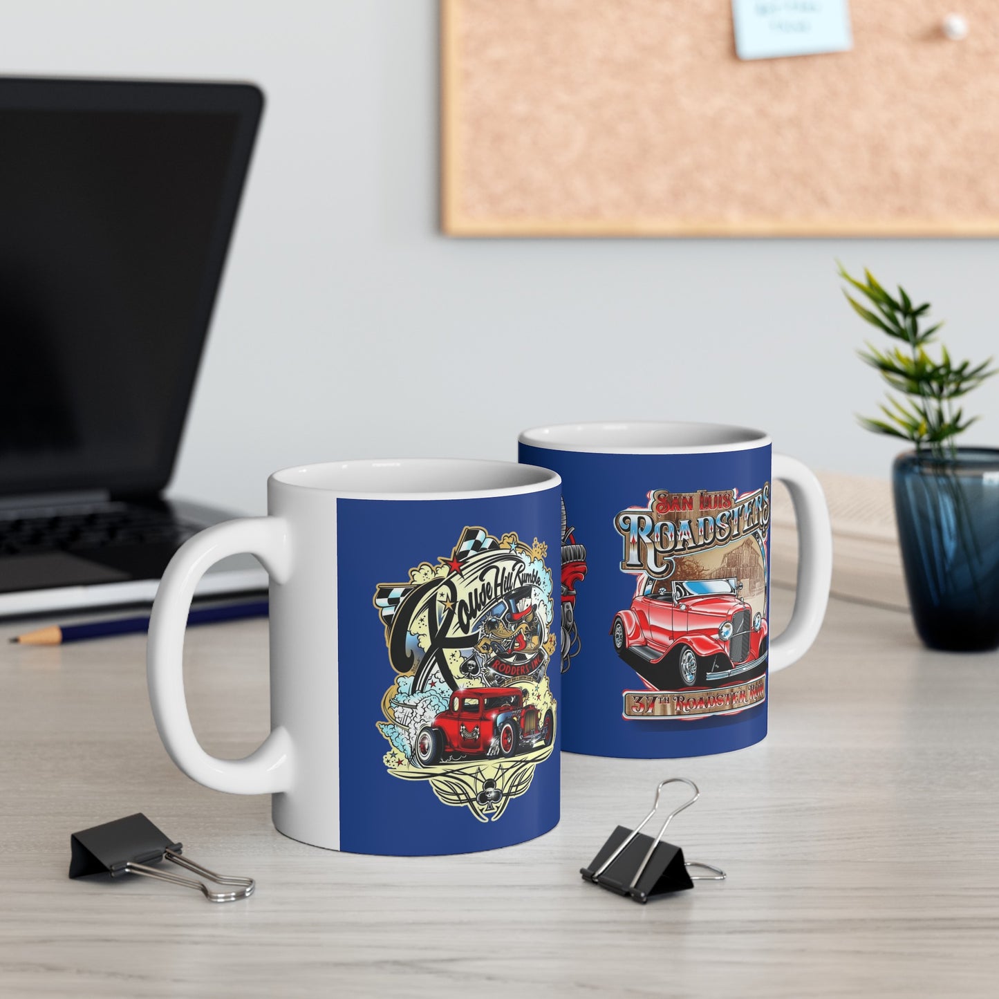 Roadsters Heart Engine Mug 11 Ounces Dark Blue