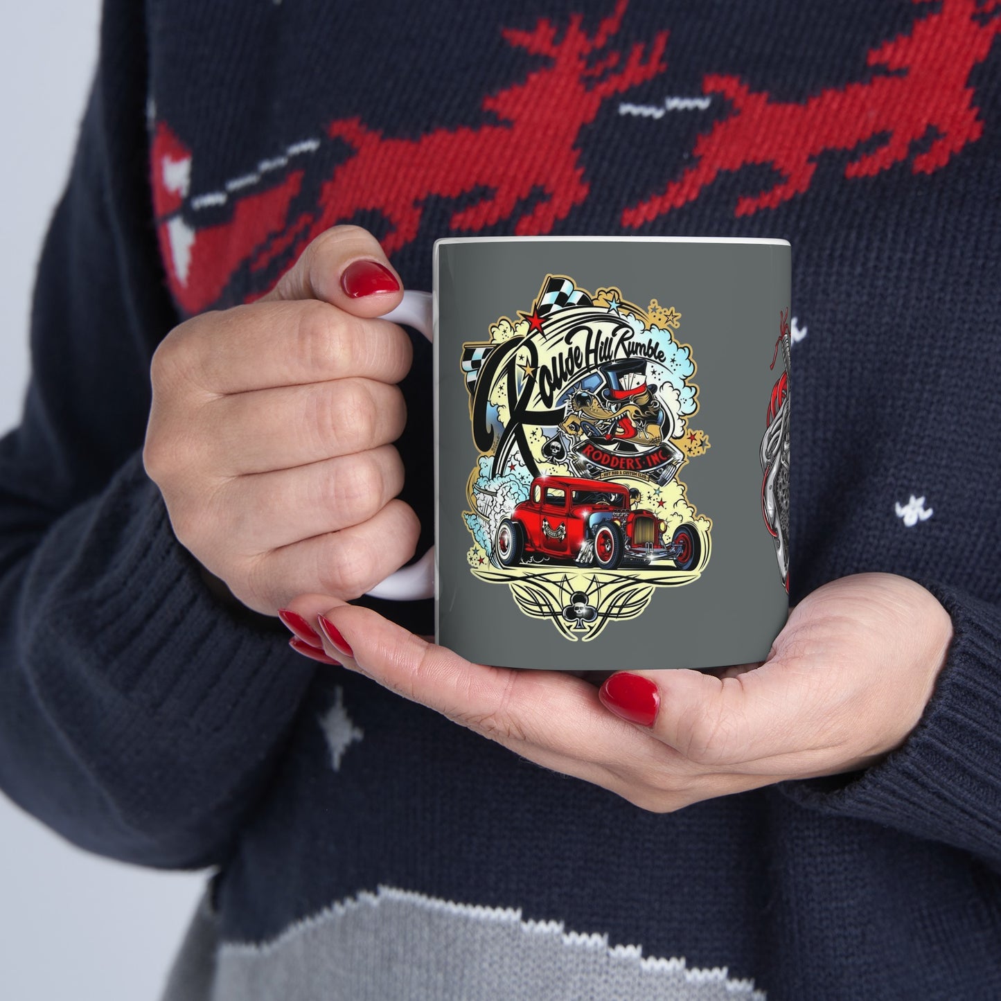 Roadsters Heart Engine Mug 11 Ounces Dark Grey