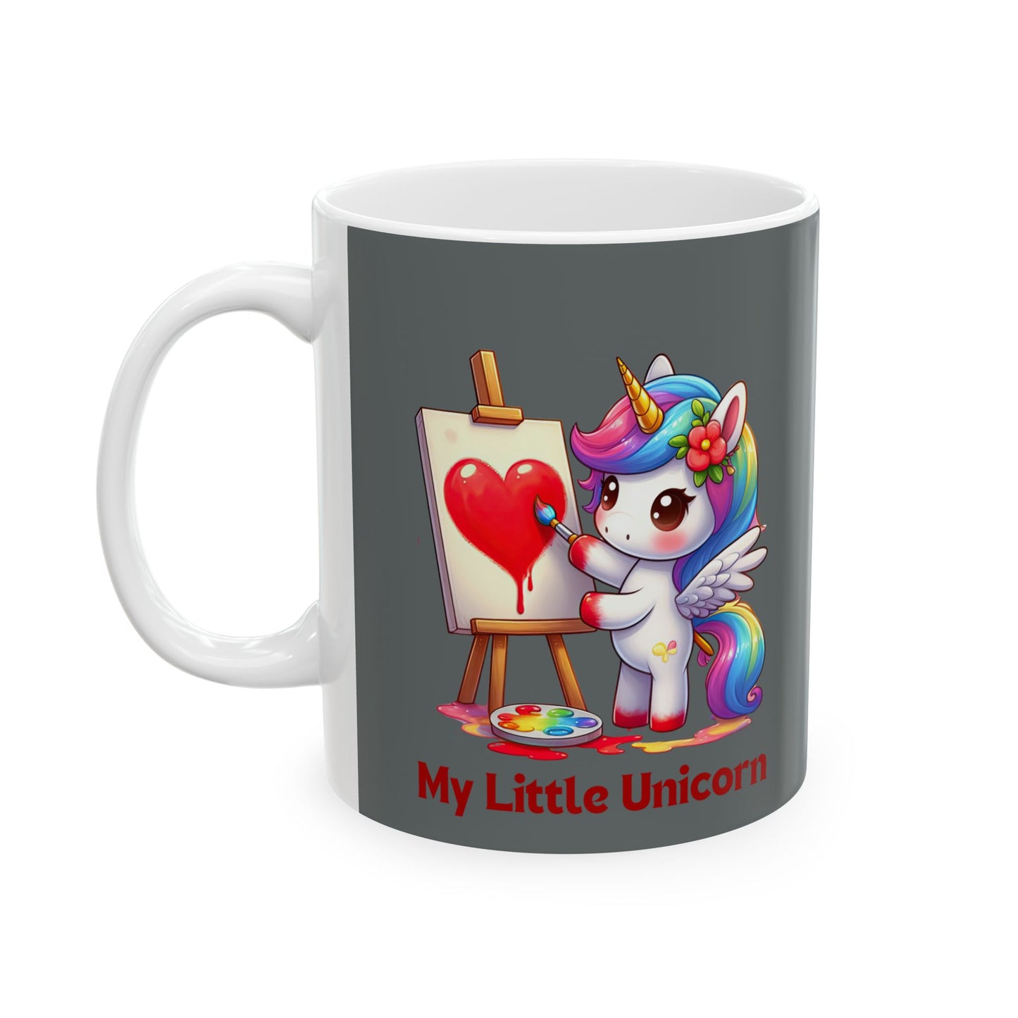 My Little Unicorn Heart Mug 11-15 Ounces Dark Grey