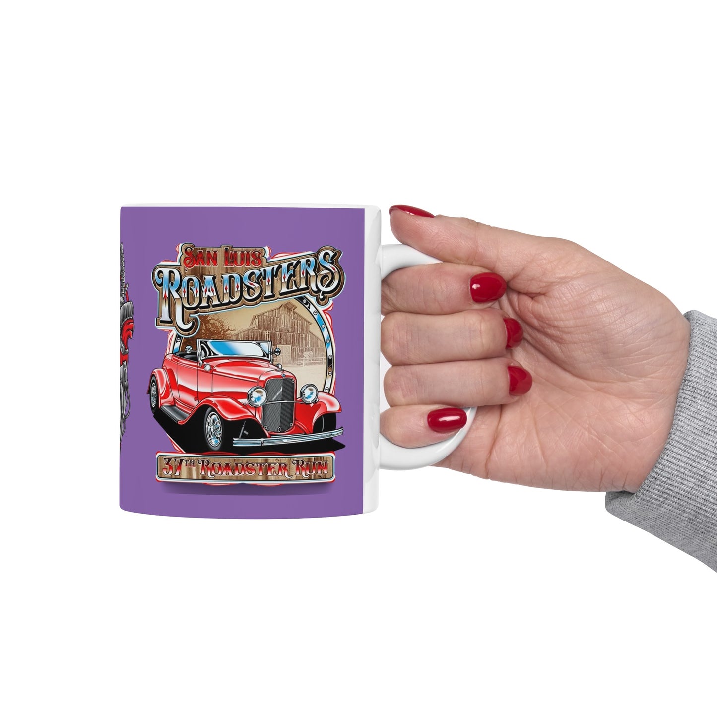 Roadsters Heart Engine Mug 11 Ounces Light Purple