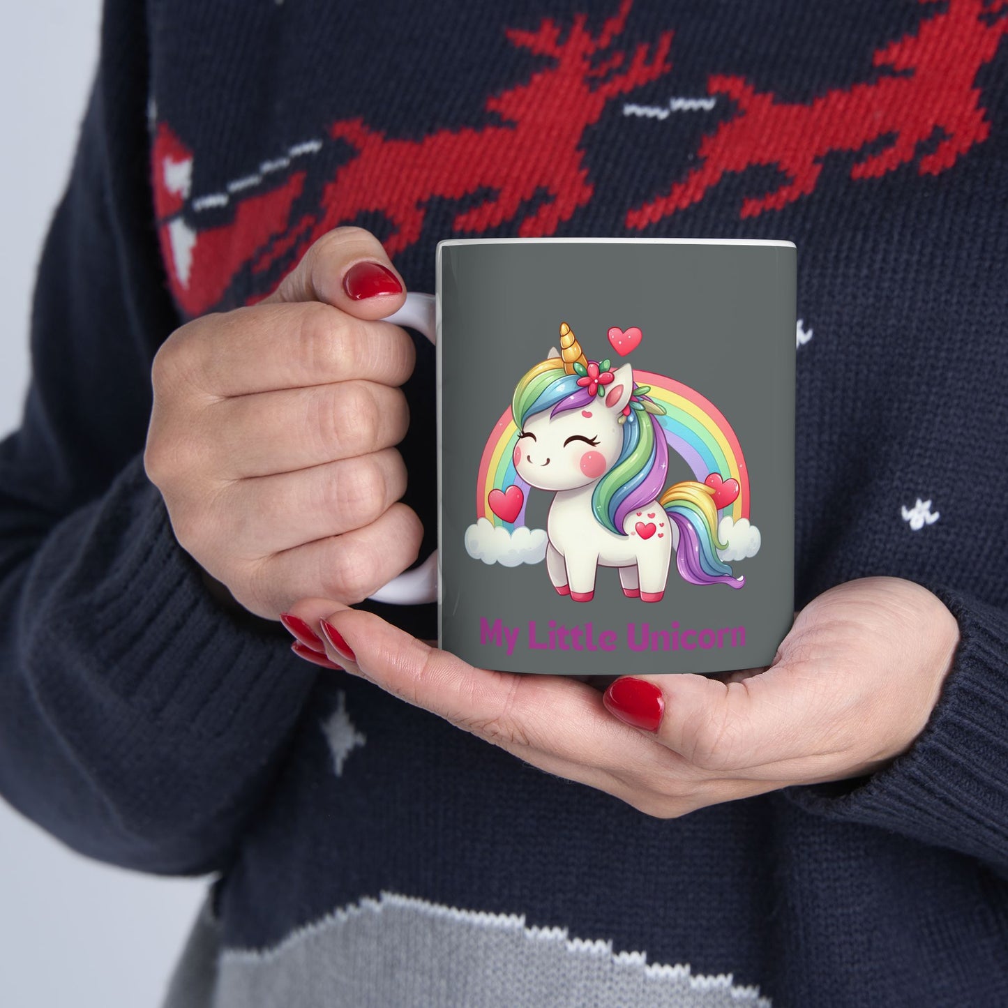 My Little Unicorn Rainbow Mug 11-15 Ounces Dark Grey