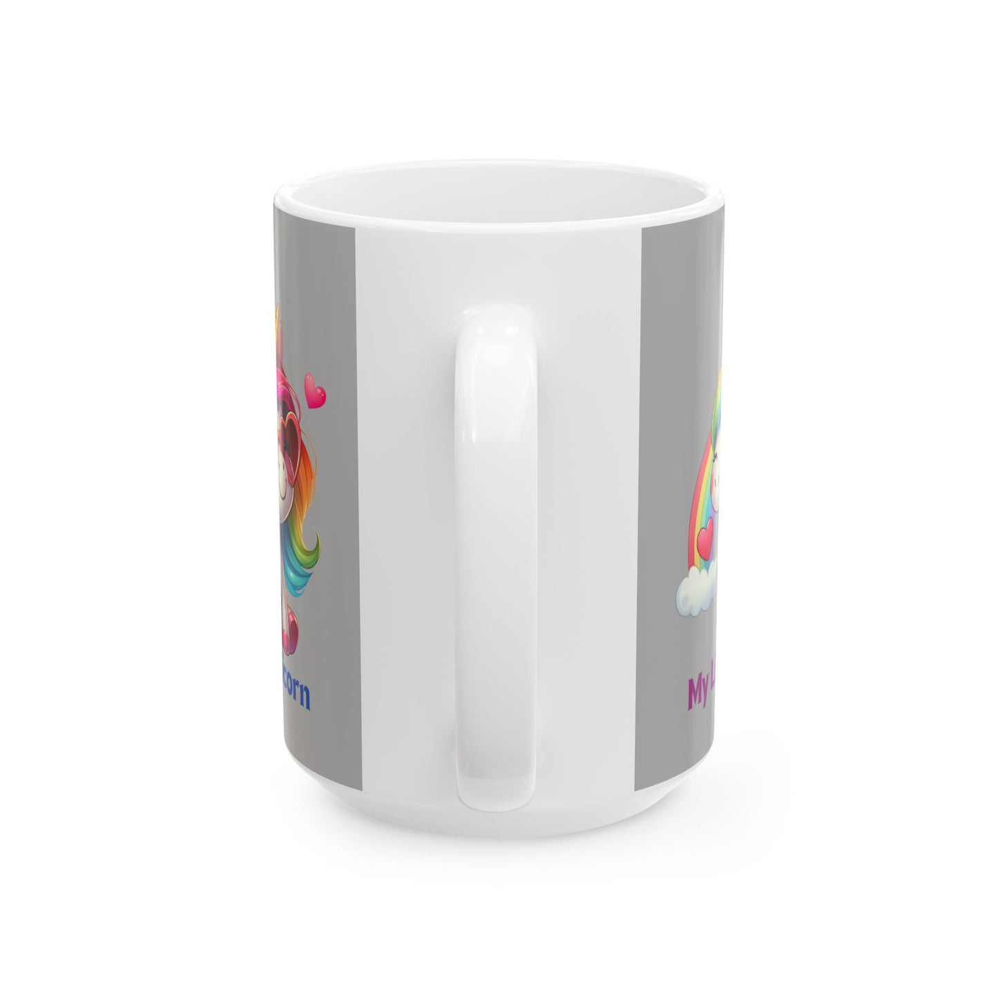 My Little Unicorn Rainbow Mug 11-15 Ounces Light Grey