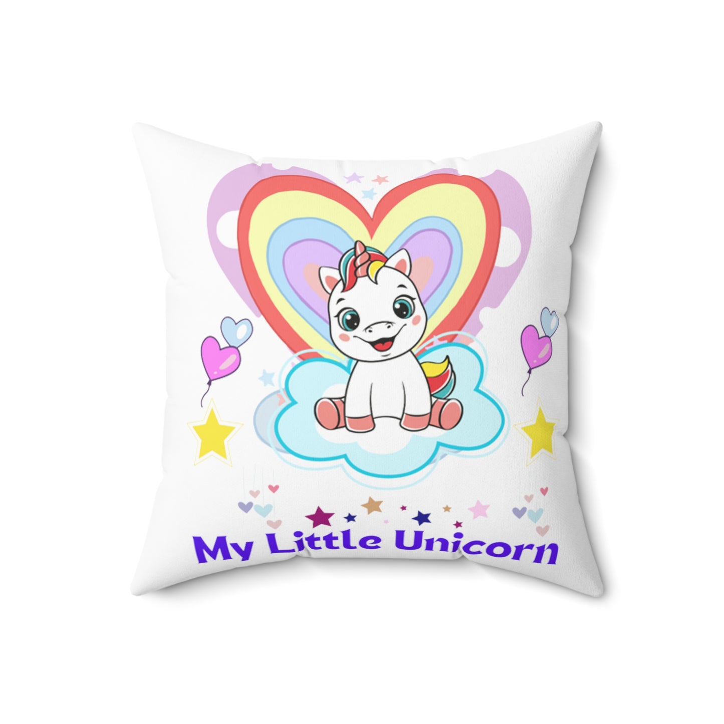 My Little Gold Star Unicorn Spun Polyester Pillow White