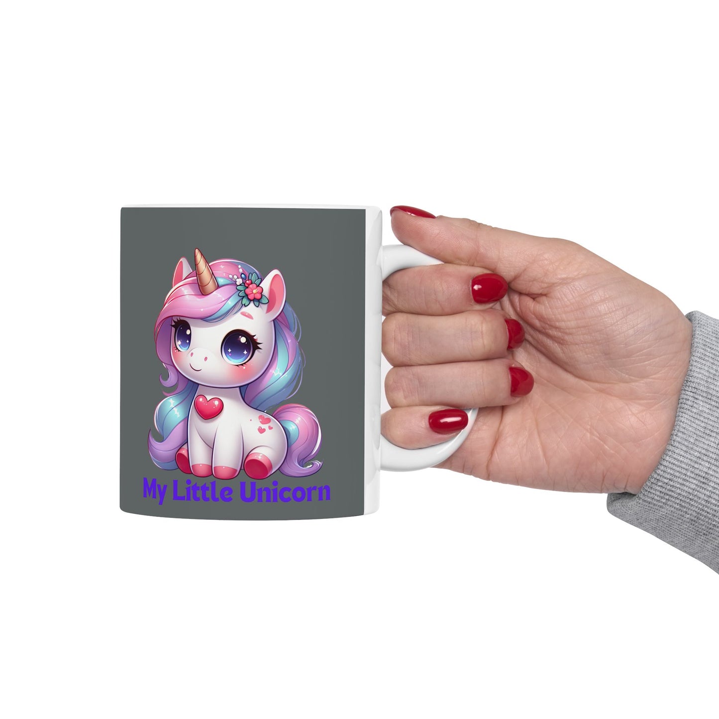 My Little Unicorn Heart Mug 11-15 Ounces Dark Grey