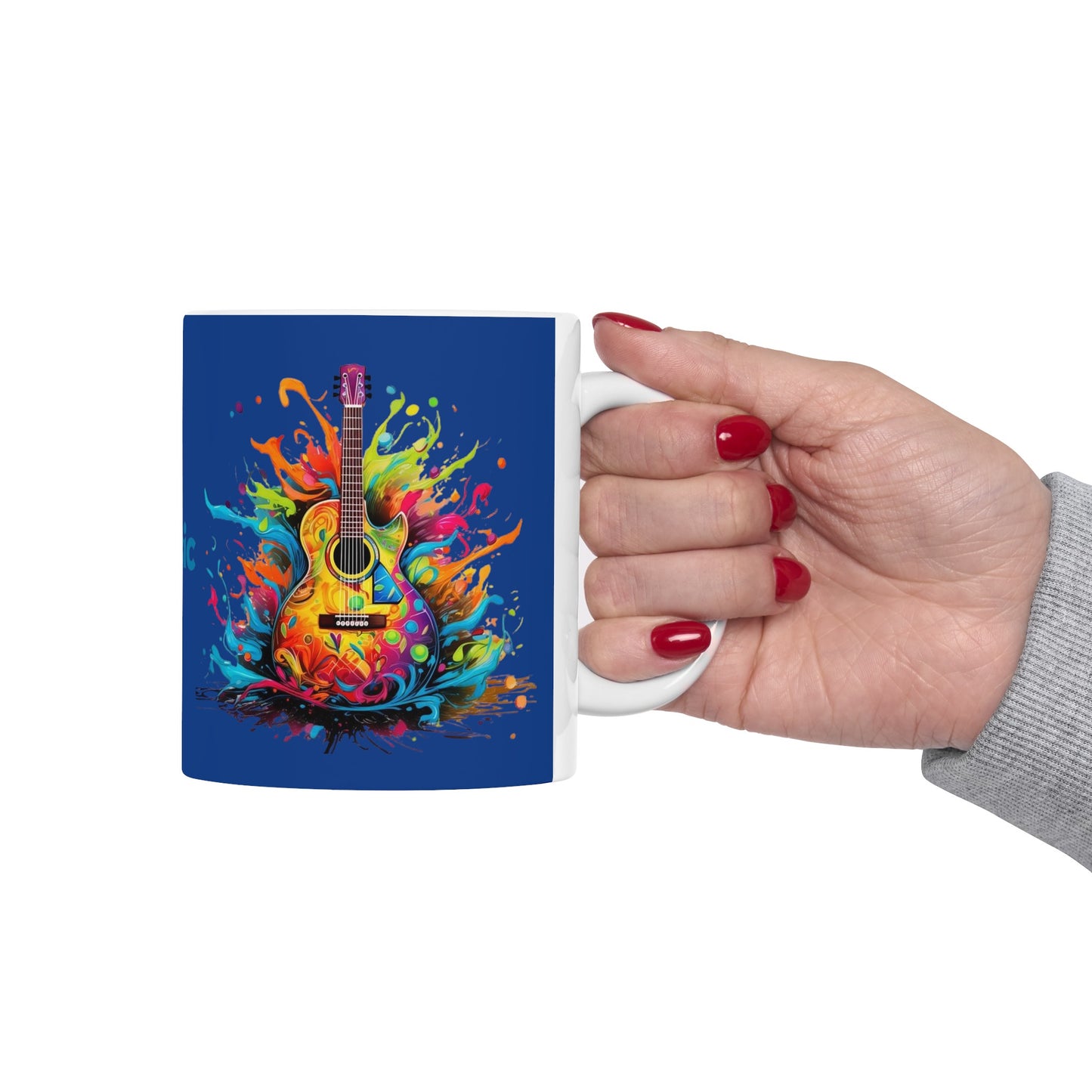 I Love Music Mug 11 Ounces Dark Blue