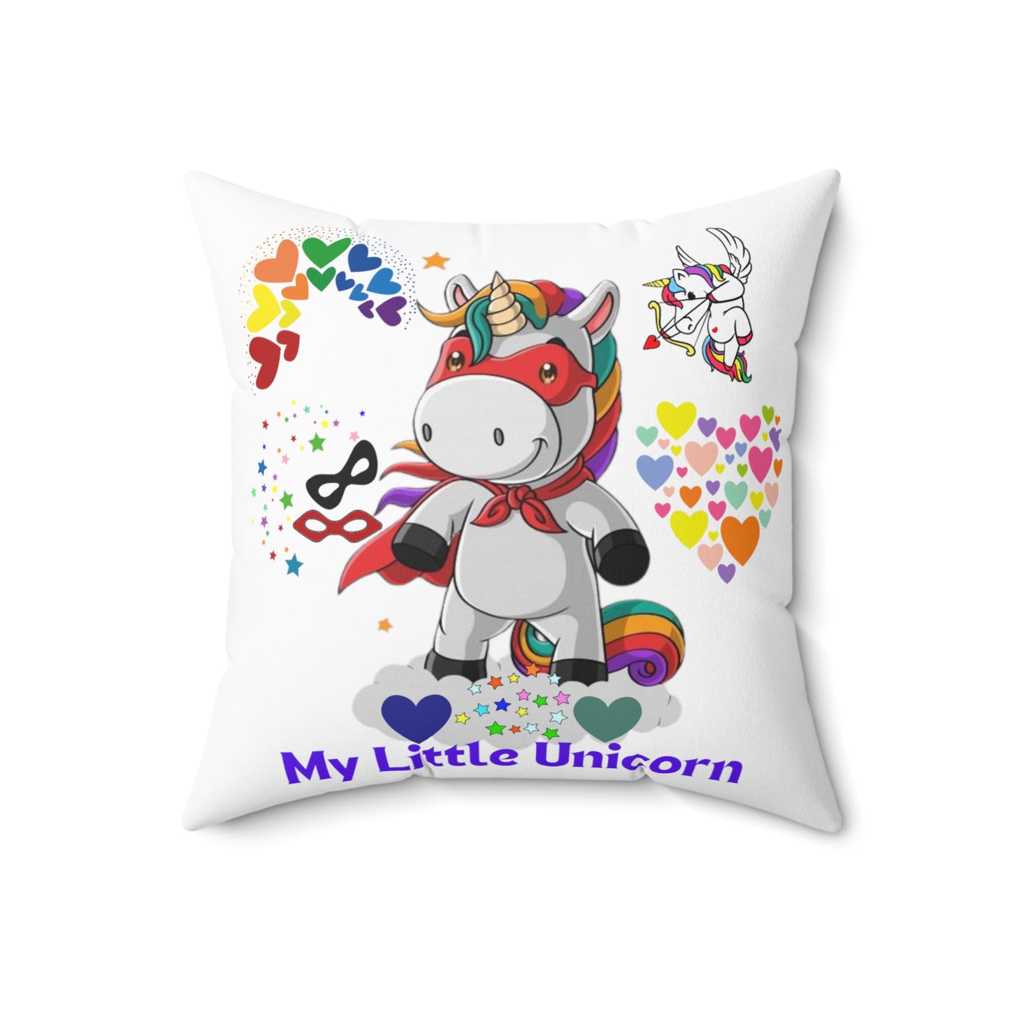My Little Unicorn Love Spun Polyester Pillow White