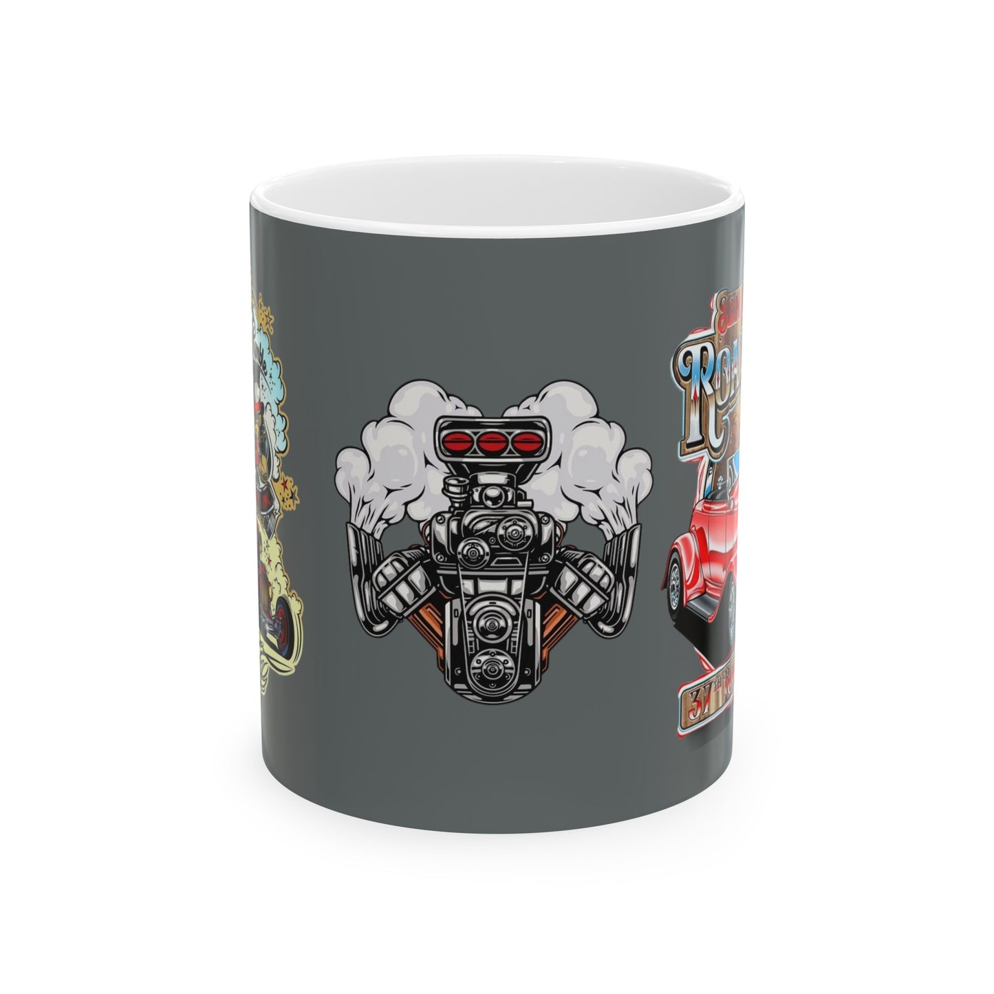 Roadsters Engine Mug 11 Ounces Dark Grey