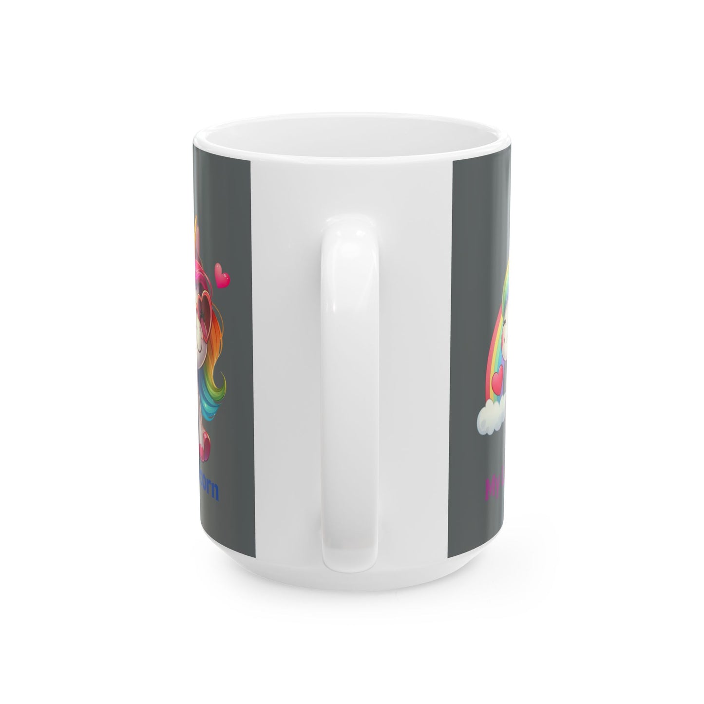 My Little Unicorn Rainbow Mug 11-15 Ounces Dark Grey