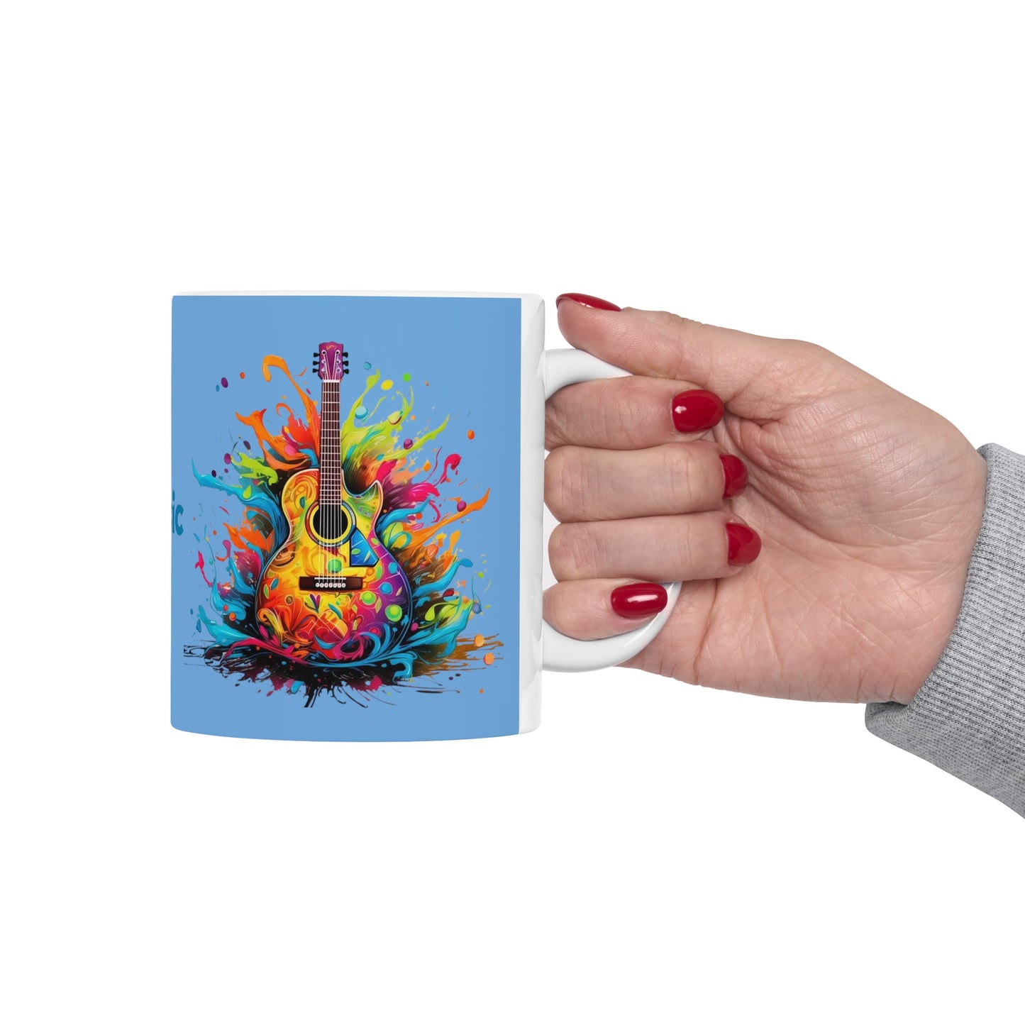 I Love Music Mug 11 Ounces Light Blue