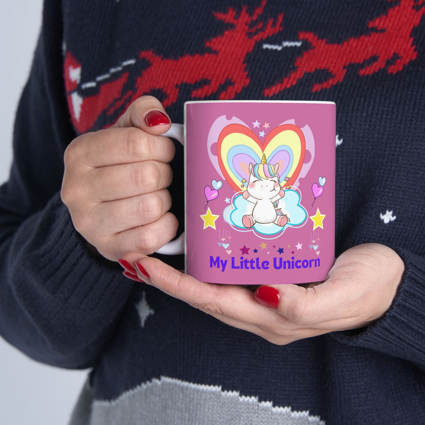 My Little Unicorn Balloons Mug 11-15 Ounces Light Pink