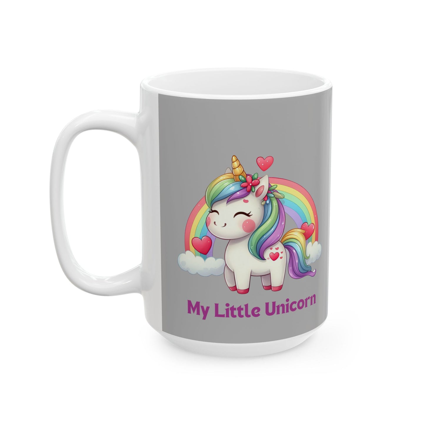 My Little Unicorn Rainbow Mug 11-15 Ounces Light Grey
