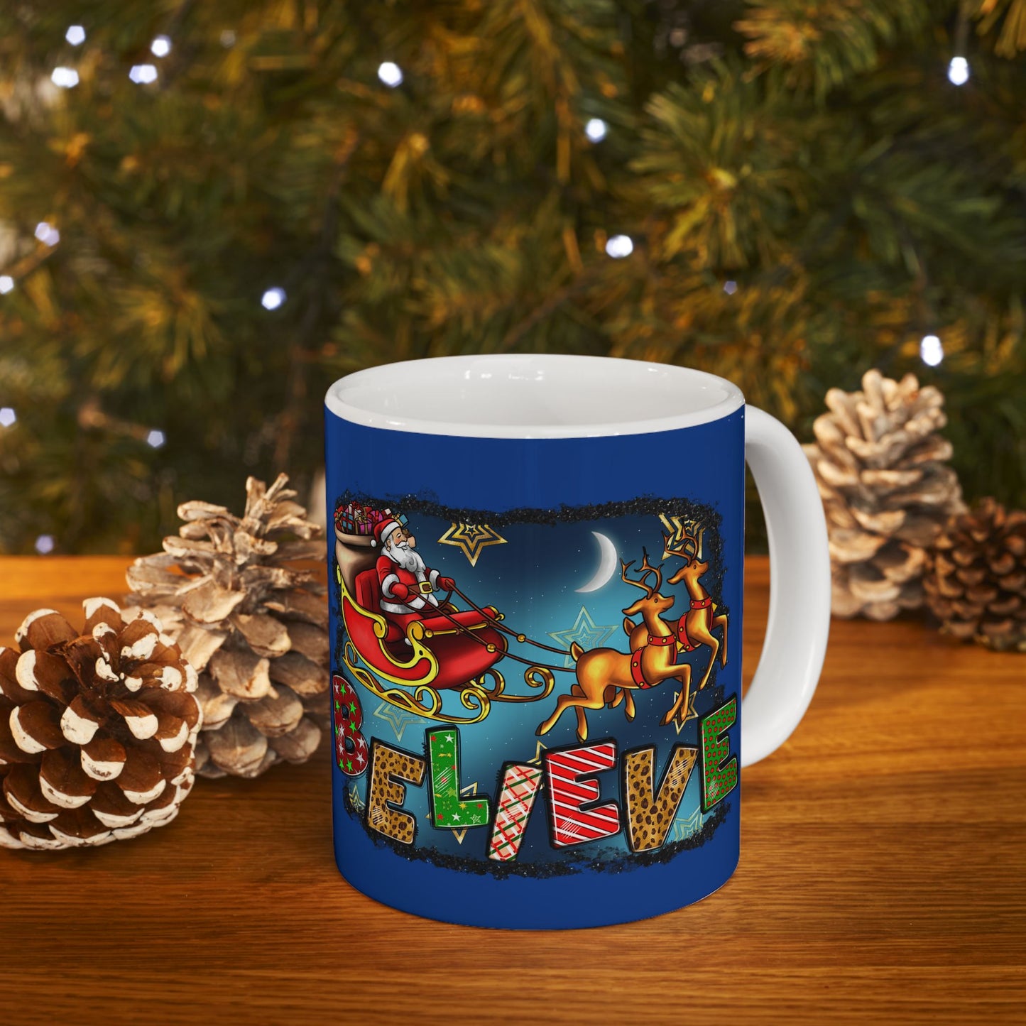 Merry Chritsmas Mug 11-15 Onces Dark Blue