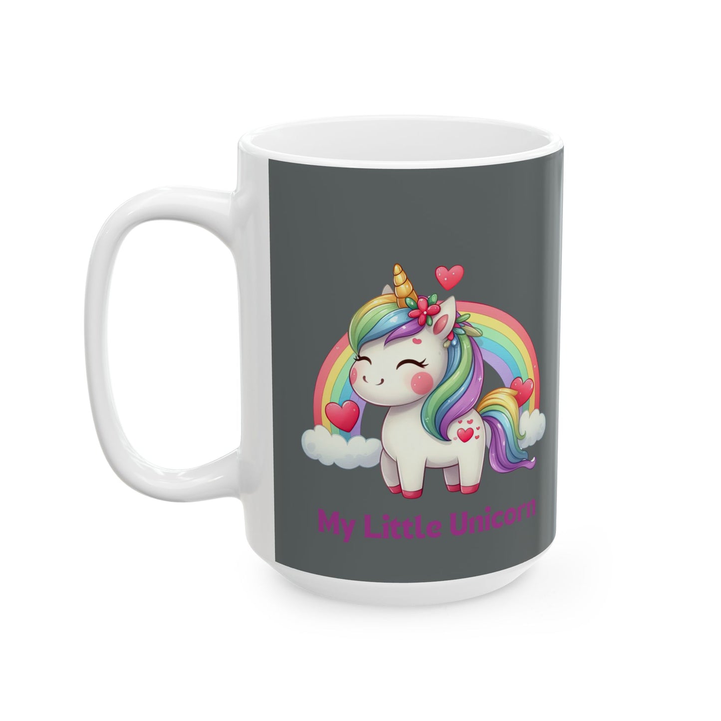 My Little Unicorn Rainbow Mug 11-15 Ounces Dark Grey