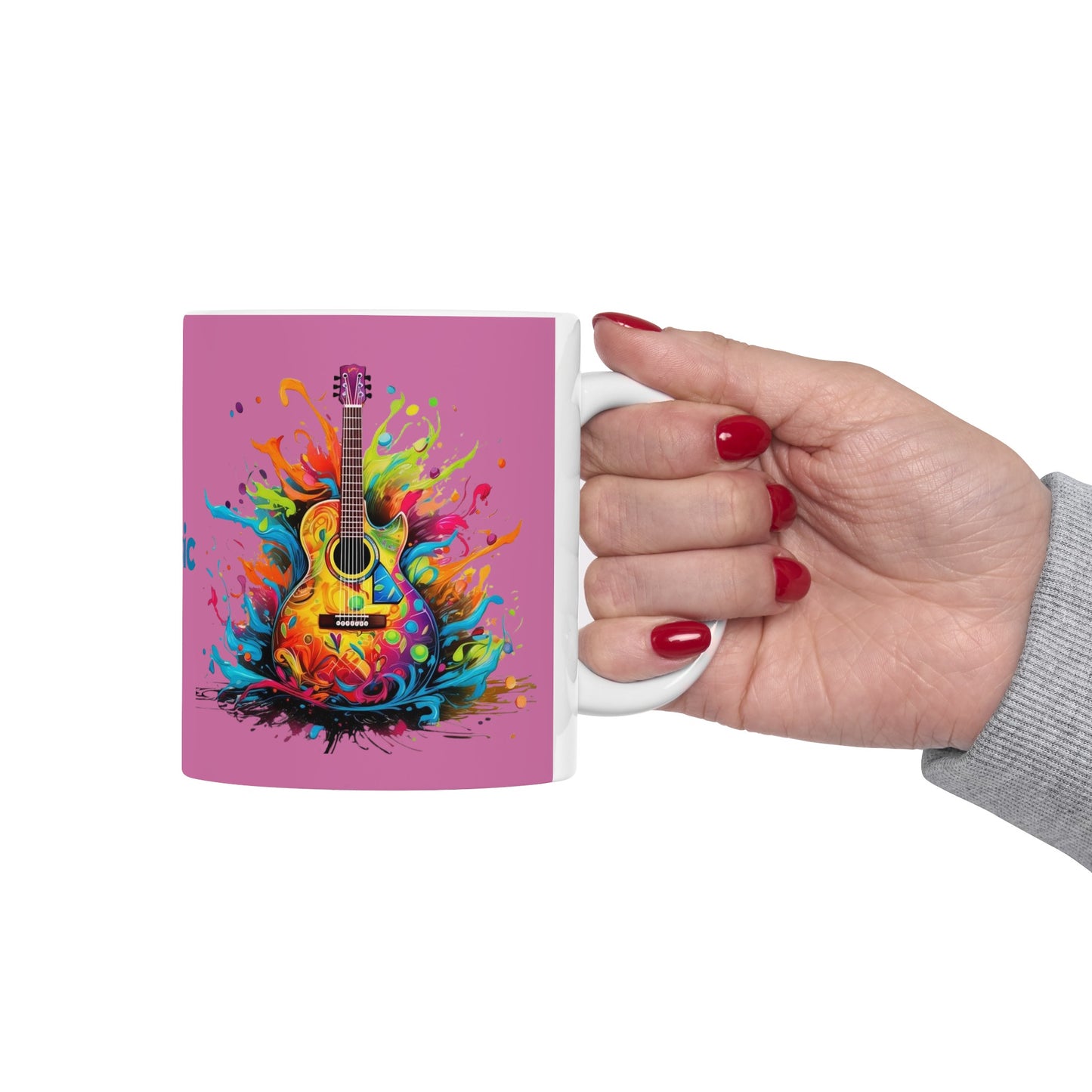 I Love Music Mug 11 Ounces Light Pink