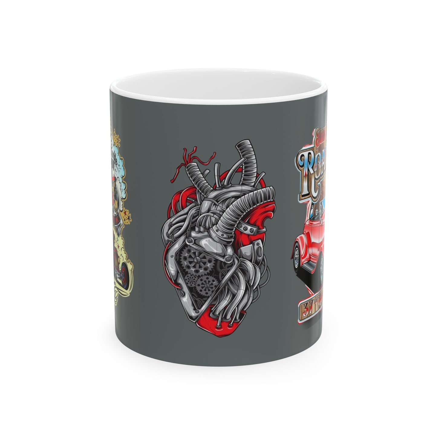 Roadsters Heart Engine Mug 11 Ounces Dark Grey