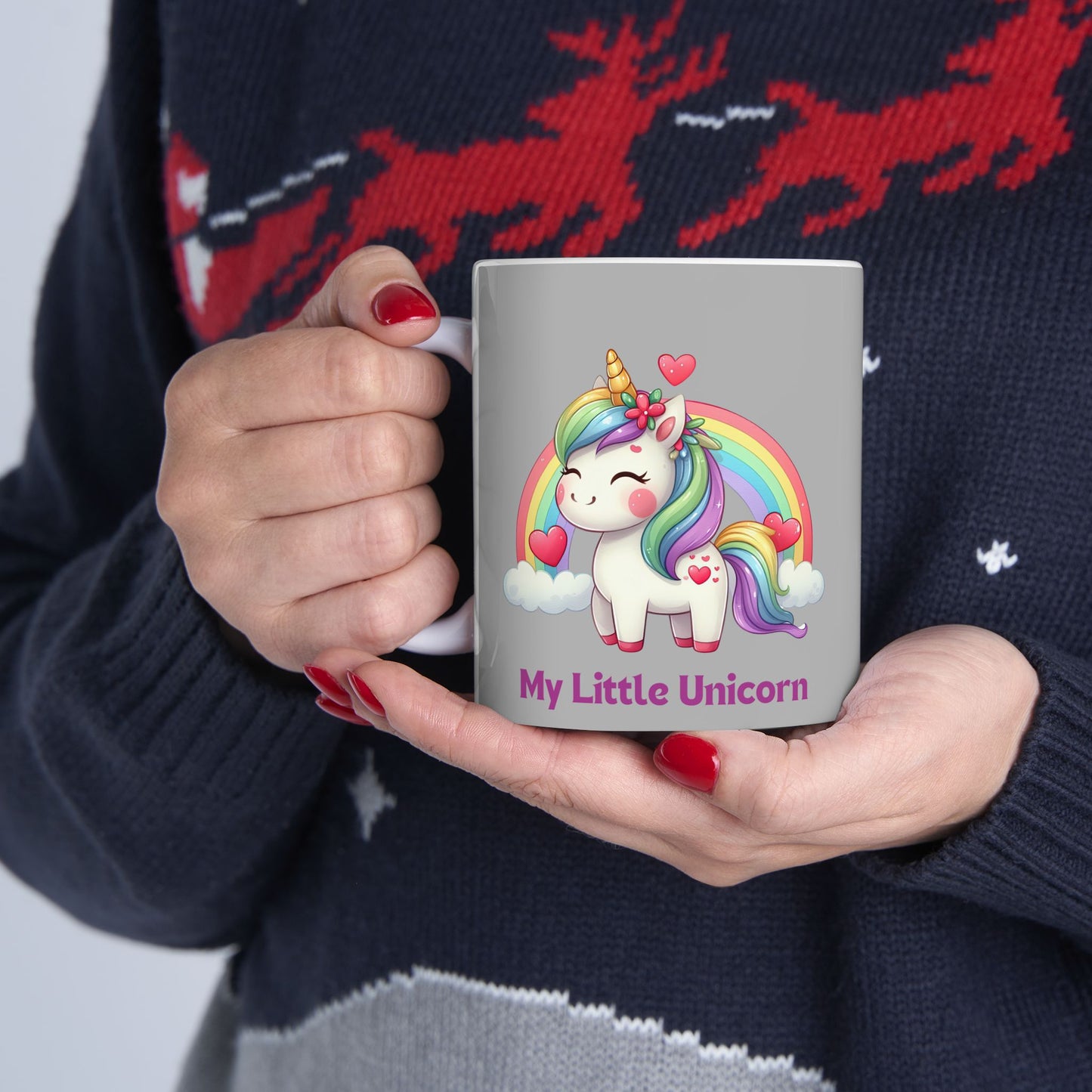 My Little Unicorn Rainbow Mug 11-15 Ounces Light Grey