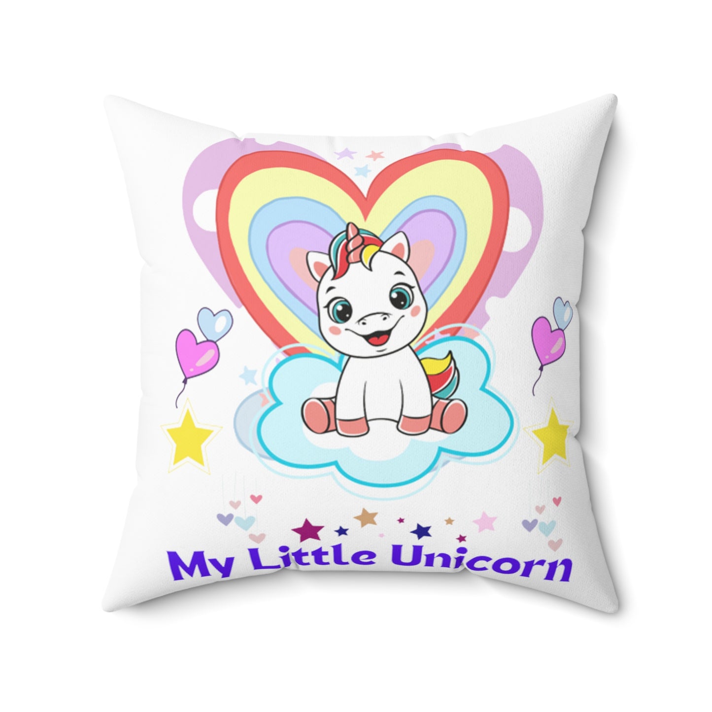 My Little Gold Star Unicorn Spun Polyester Pillow White