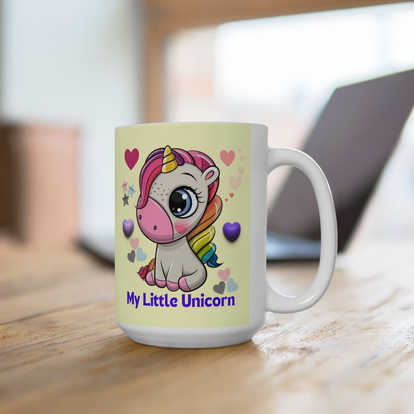 Little Unicorn Balloons Mug 11-15 Ounces Yellow