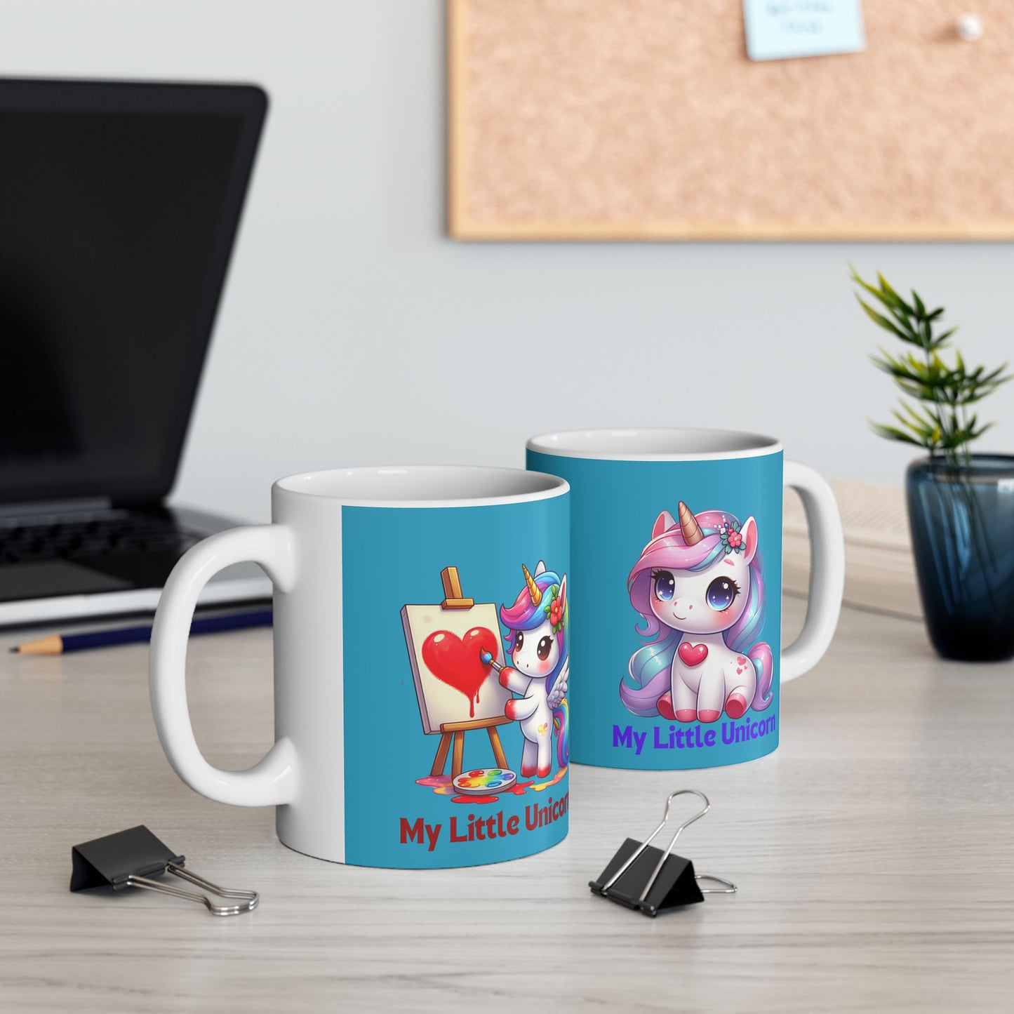 My Little Unicorn Heart Mug 11-15 Ounces Turquoise