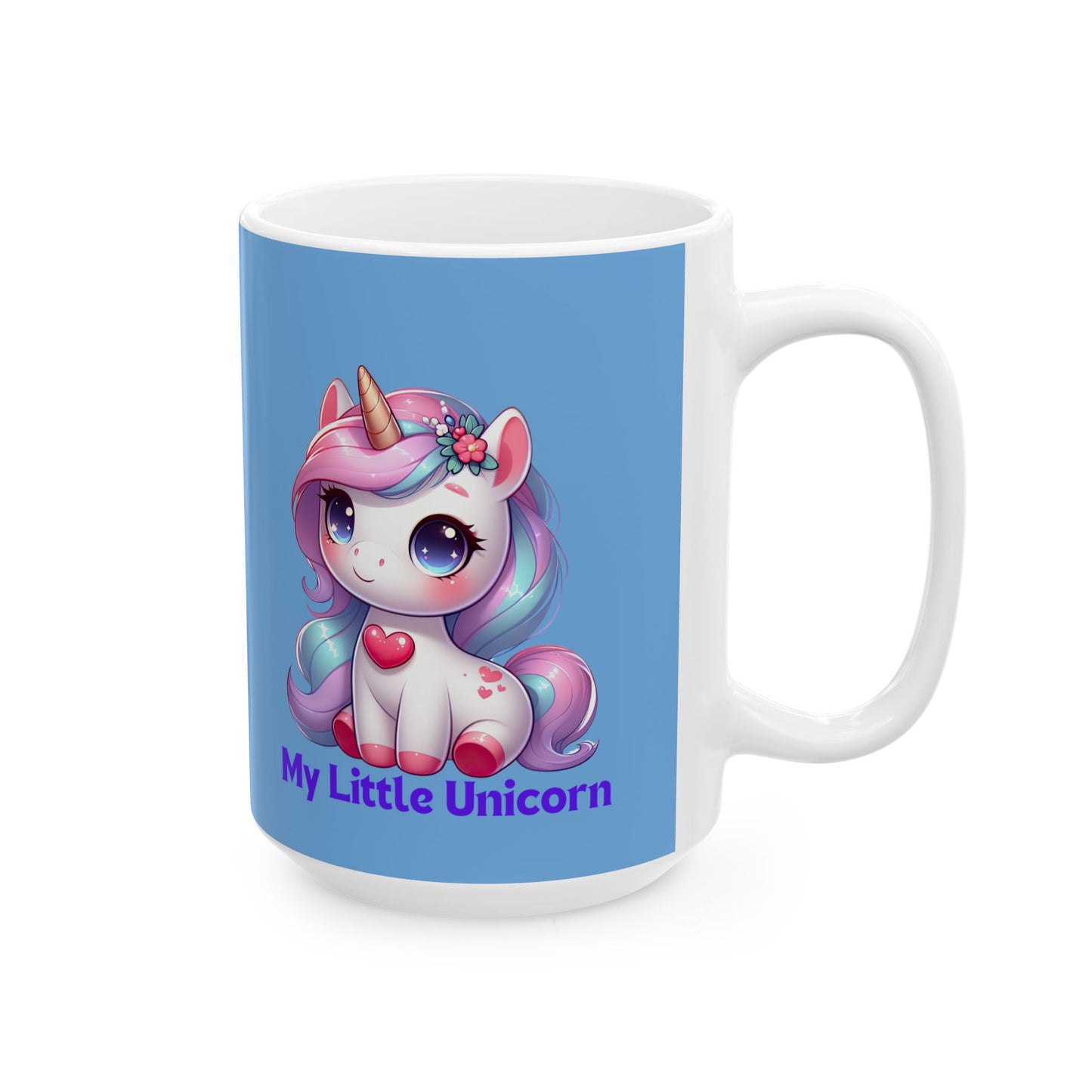 My Little Unicorn Heart Mug 11-15 Ounces Light Blue