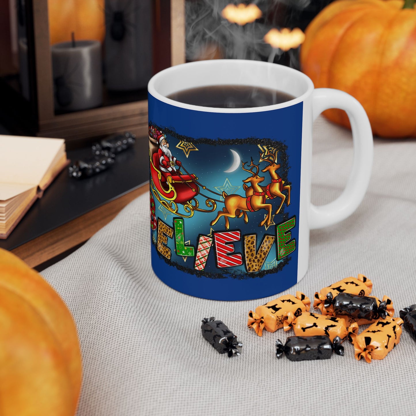 Merry Chritsmas Mug 11-15 Onces Dark Blue