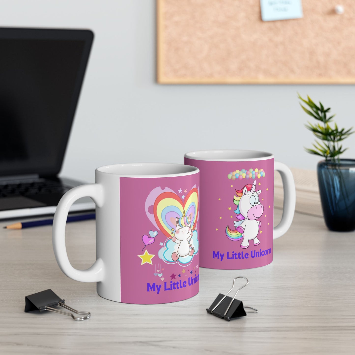 My Little Unicorn Balloons Mug 11-15 Ounces Light Pink