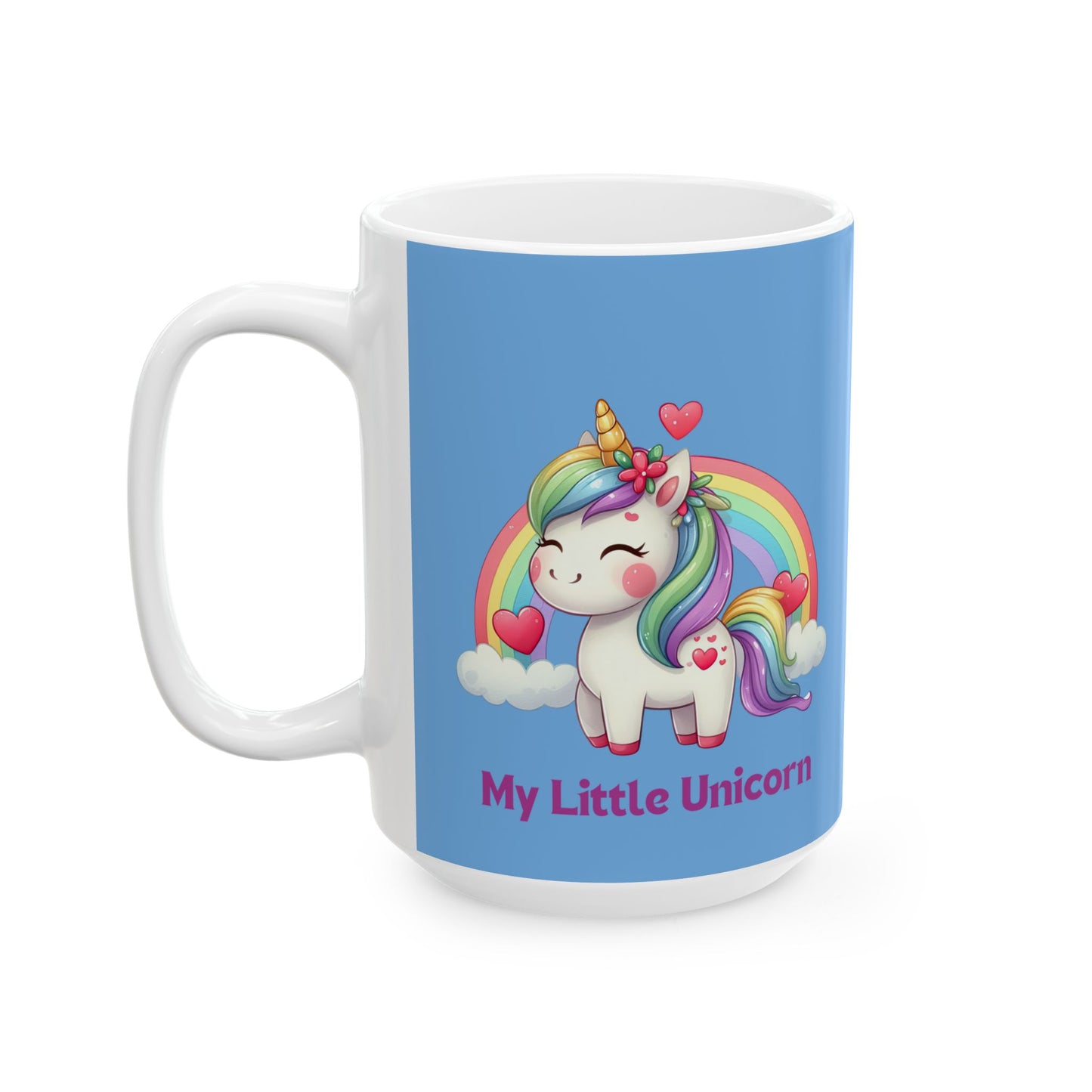 My Little Unicorn Rainbow Mug 11-15 Ounces Light Blue