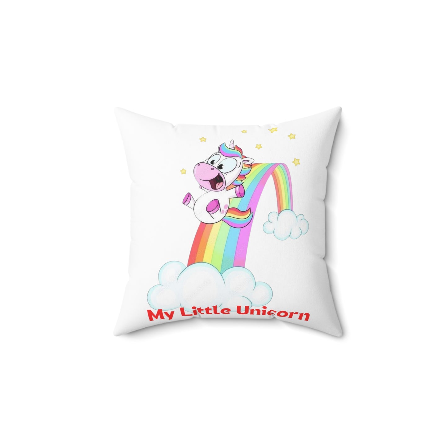 My Little Gold Star Unicorn Spun Polyester Pillow White