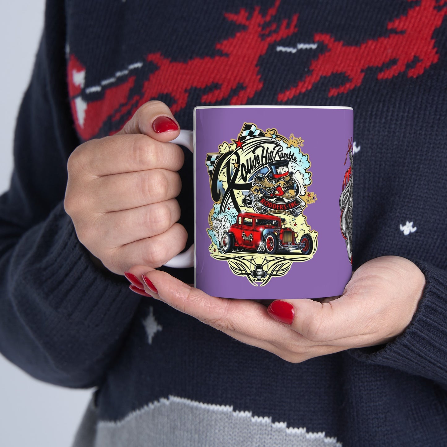 Roadsters Heart Engine Mug 11 Ounces Light Purple