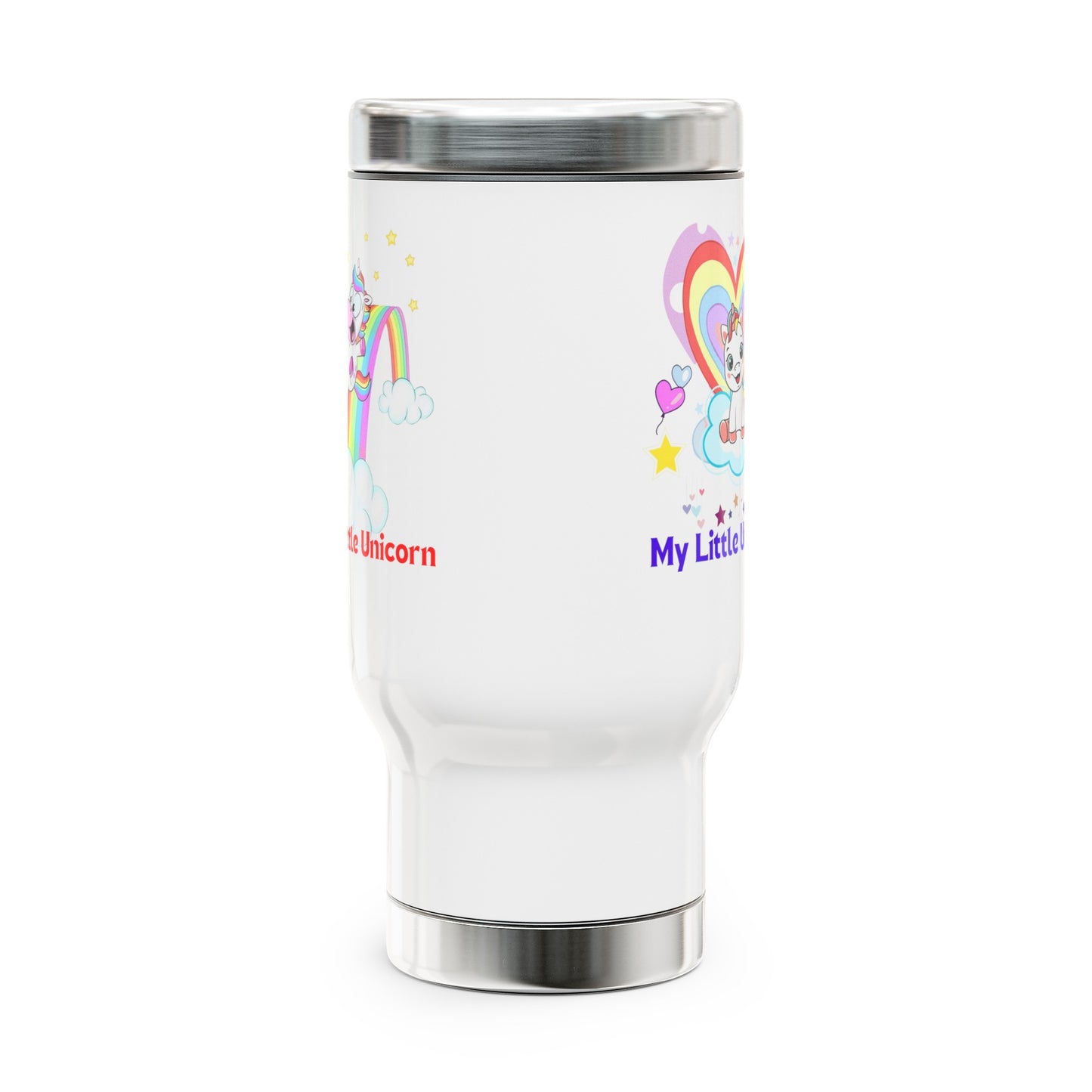 My Little Gold Star Unicorn Stainless Steel Travel Mug With Handle 14 Ounces White