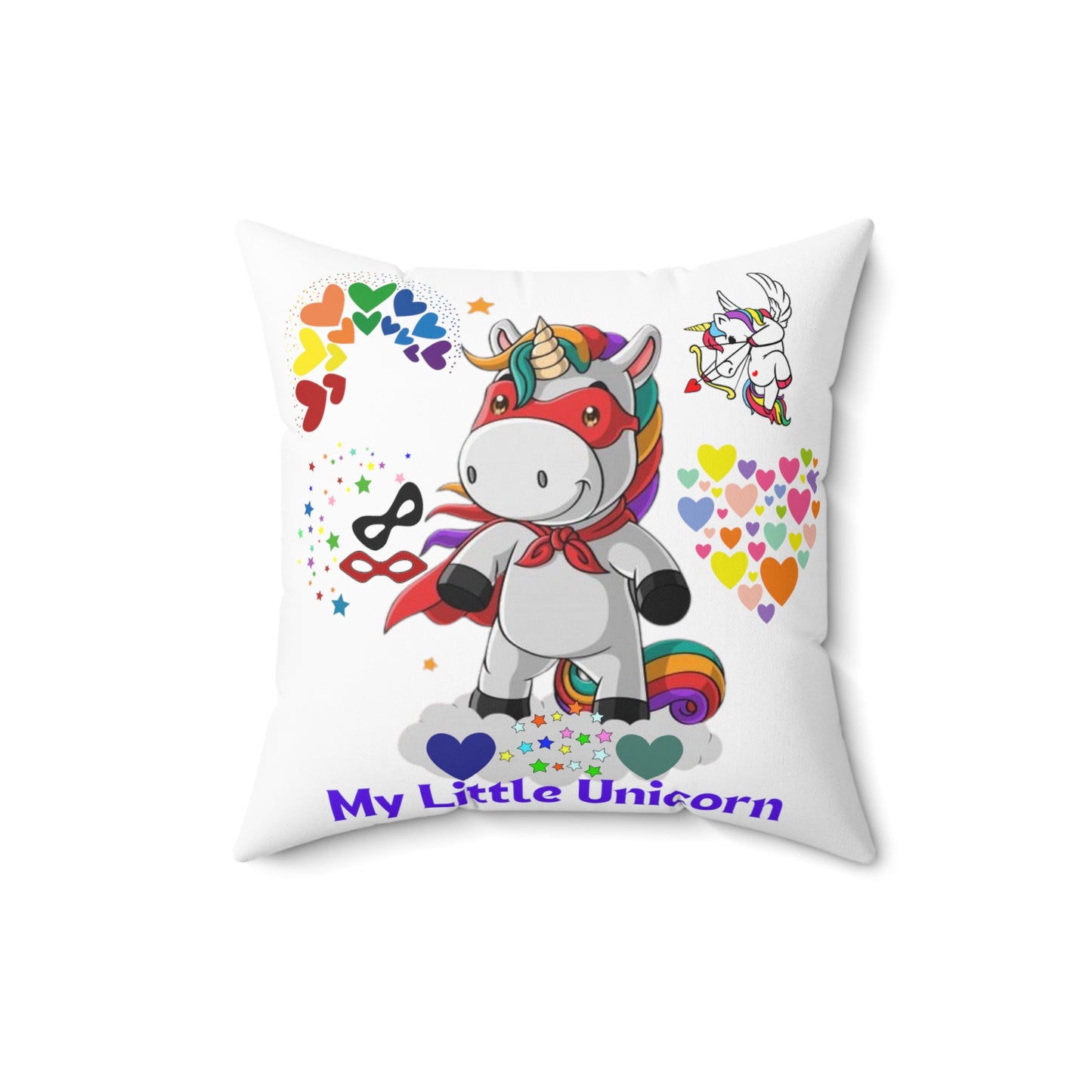 My Little Unicorn Love Spun Polyester Pillow White